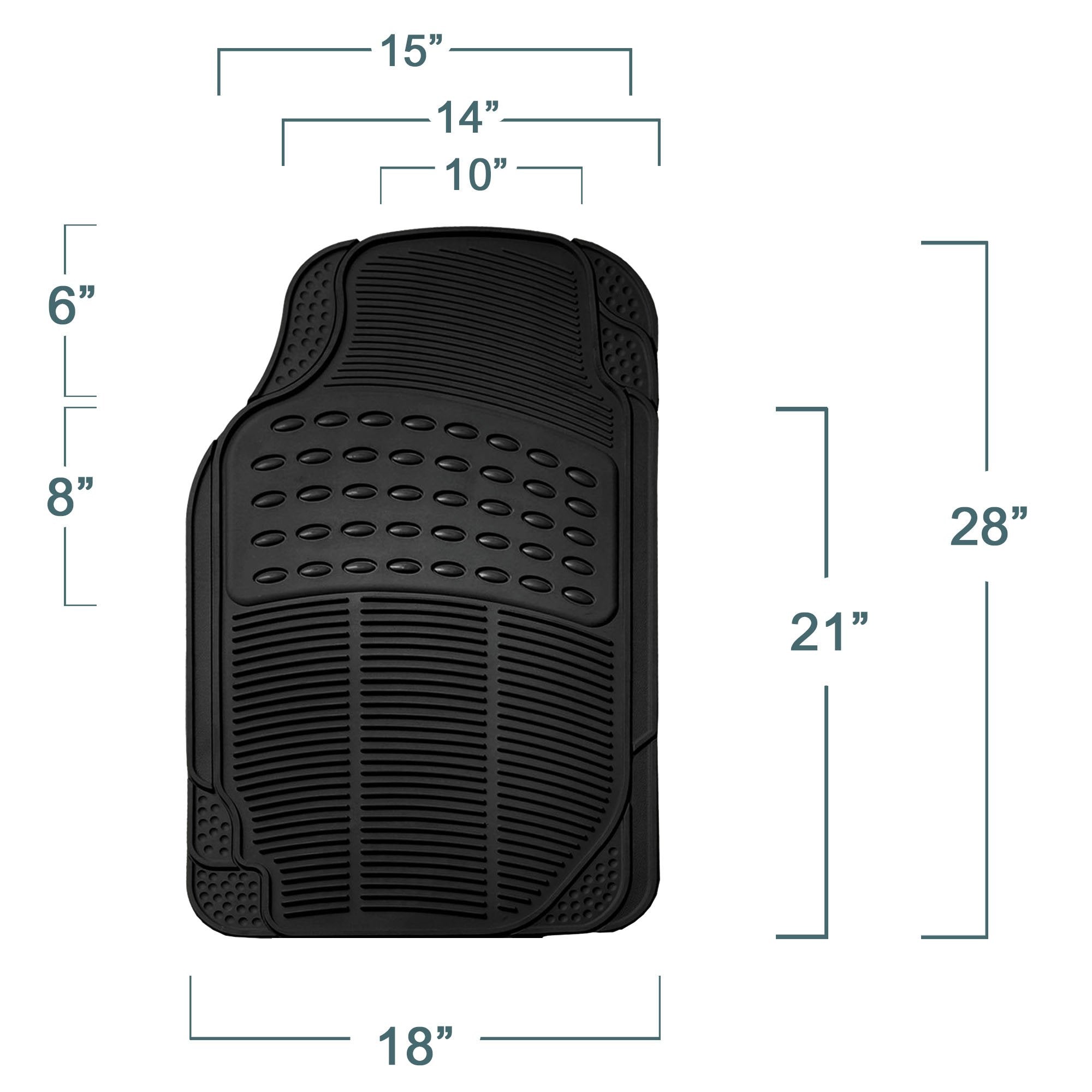 Fh Group Car Floor Mats - Heavy-Duty Rubber Floor Mats For Cars, Universal Fit 3 Rows Full Set, Trimmable Automotive Floor Mats,