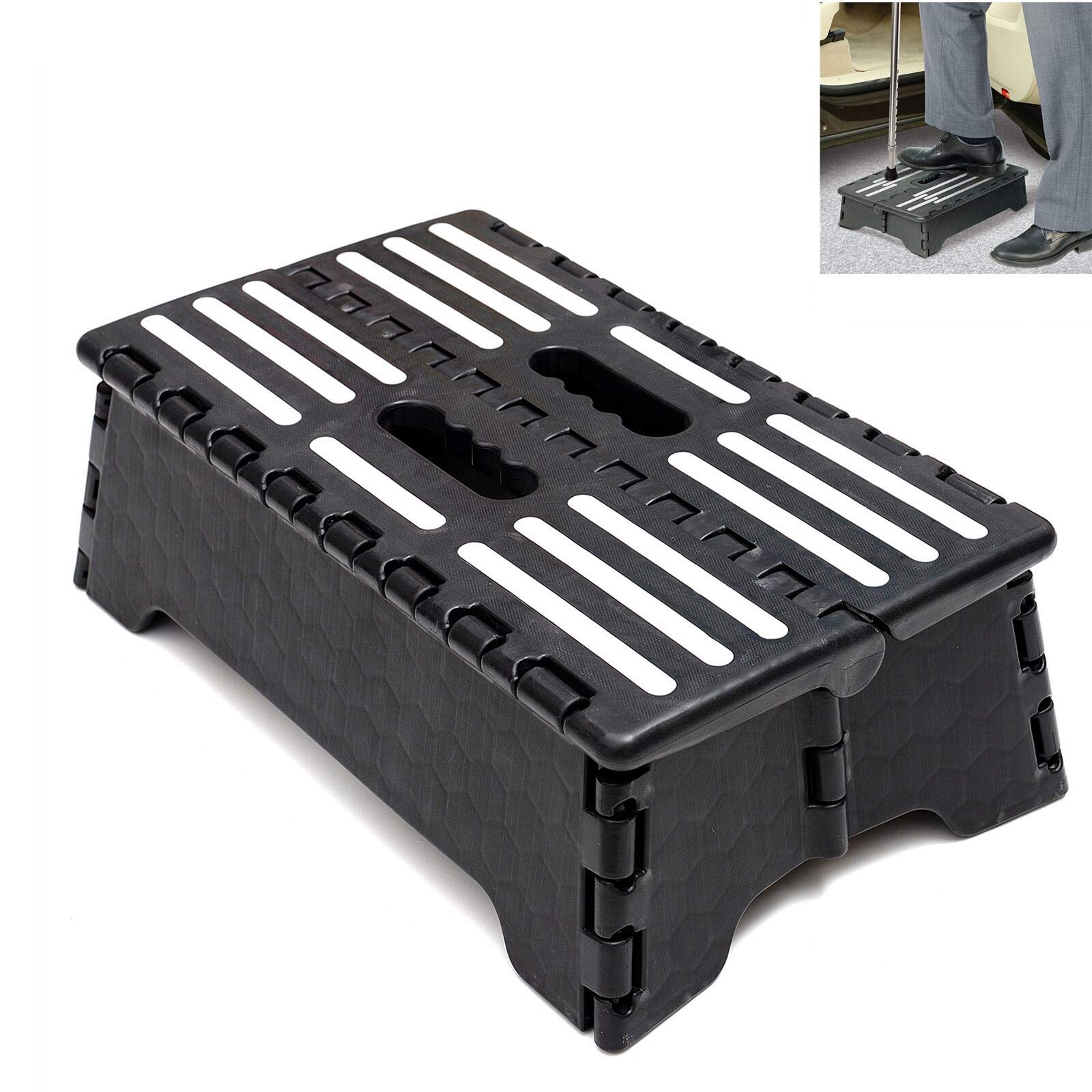 Sturdy Folding Step Stool Portable 5   , Collapsible Half Step for Seniors Older Adults up to 300 lbs Entering Camper Van SUVs a