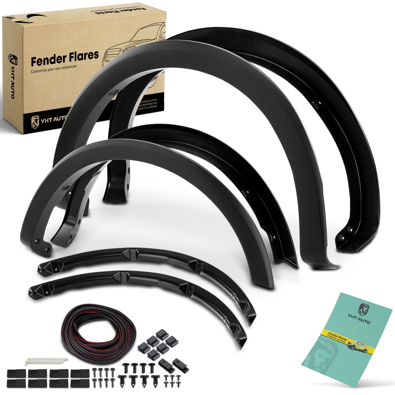 YHTAUTO OE Factory Style Fender Flares w/Hardware Kit Compatible with 2021-2024 Ford F-150 (Excludes Lightning Model, NOT Fit Ru