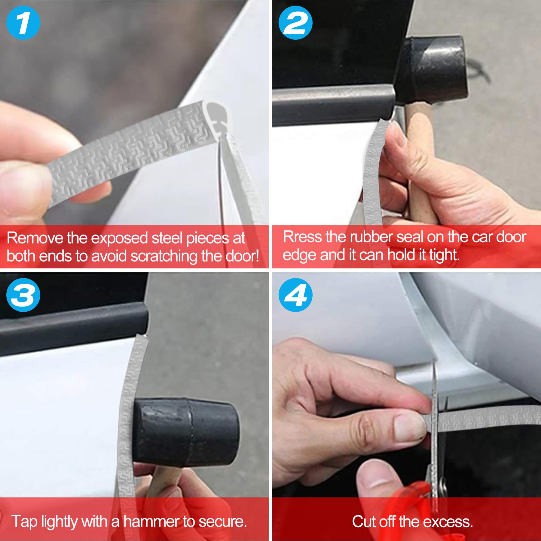 Myfamirea 33Ft(10M) Long Car Door Edge Guards, U Shape Edge Trim Rubber Seal Protector Car Door Protection Anti-Collision Rubber