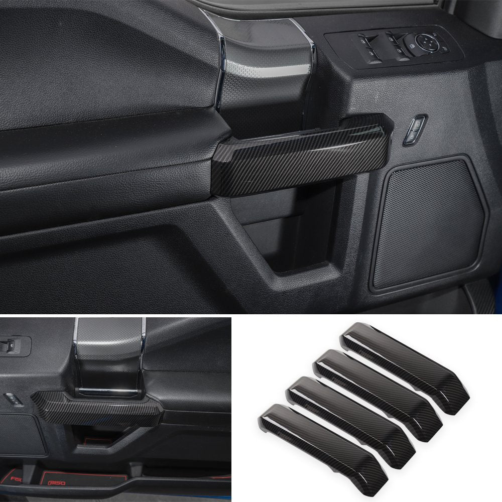 Voodonala For F150 Inner Door Handles Covers Interior Decoration Trim Kits For F150 2015-2020 Accessories, Carbon Fiber Grain, 4