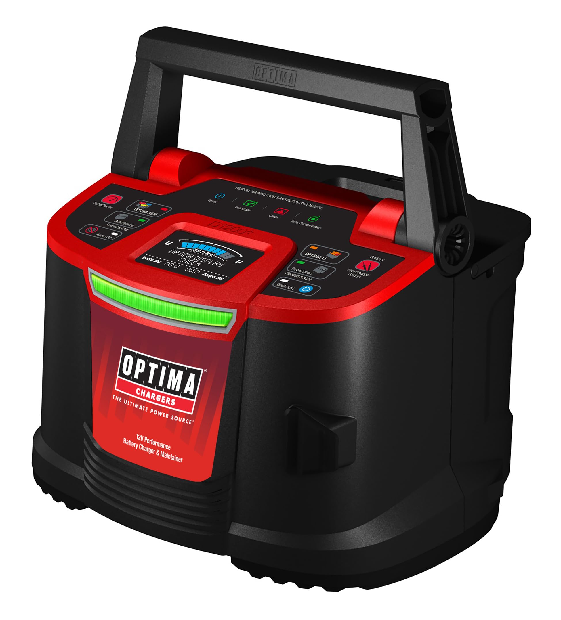 OPTIMA D1200+ 12V Performance Battery Charger & Maintainer for Lithium, AGM, Flooded Batteries - Digital 1200+ Model