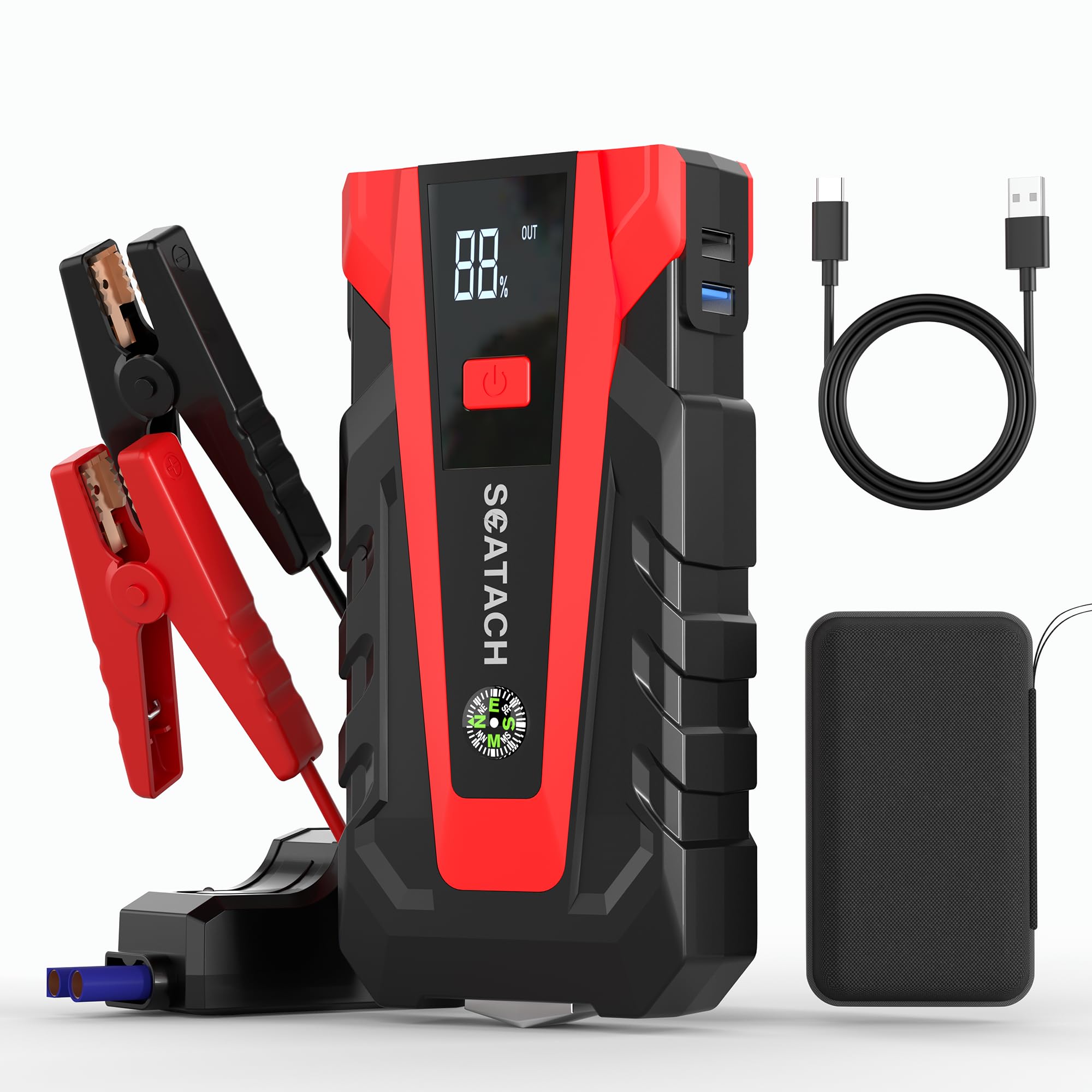 Scatach 5000A Jump Starter, 12V Jump Starter Battery Pack Portable (up to 9.0L Gasoline and 7.0L Diesel Engine), Car Battery Jum