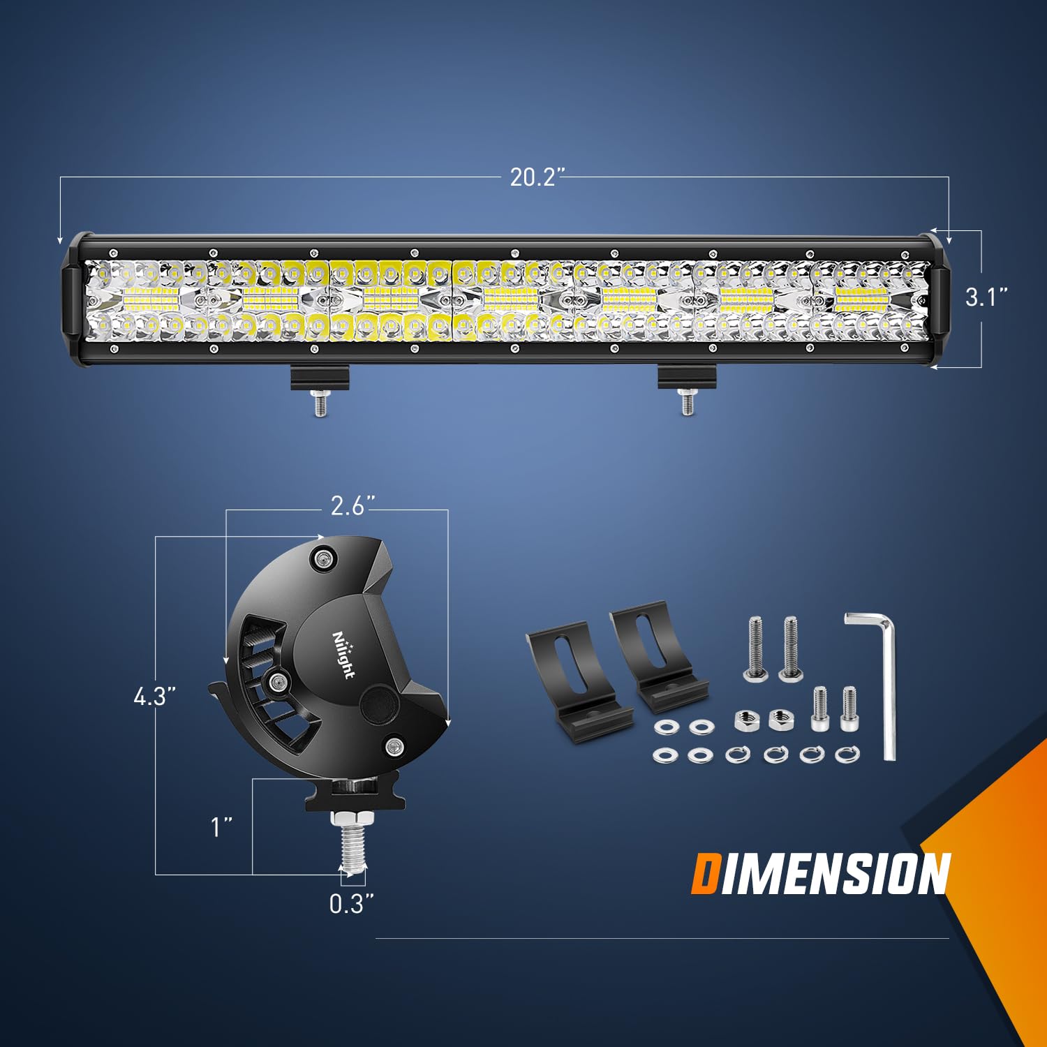 Nilight 20Inch 420W Triple Row Spot Flood Combo Led Light Bar Work Driving Lamp 4Pcs 4Inch 60W Cube Led Pods Lights With Wiring