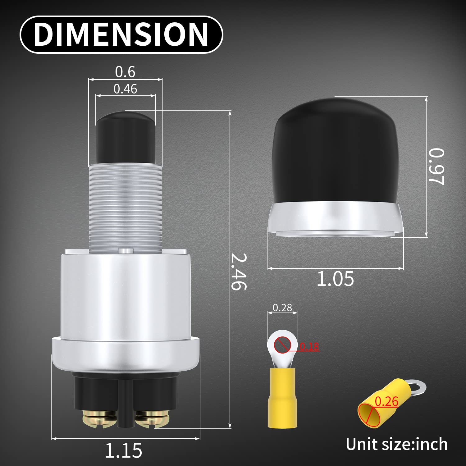 Daiertek Push Start Button Switch 12V 50A Heavy Duty Momentary Push Button Switch Waterproof Weatherproof Engine Starter Marine