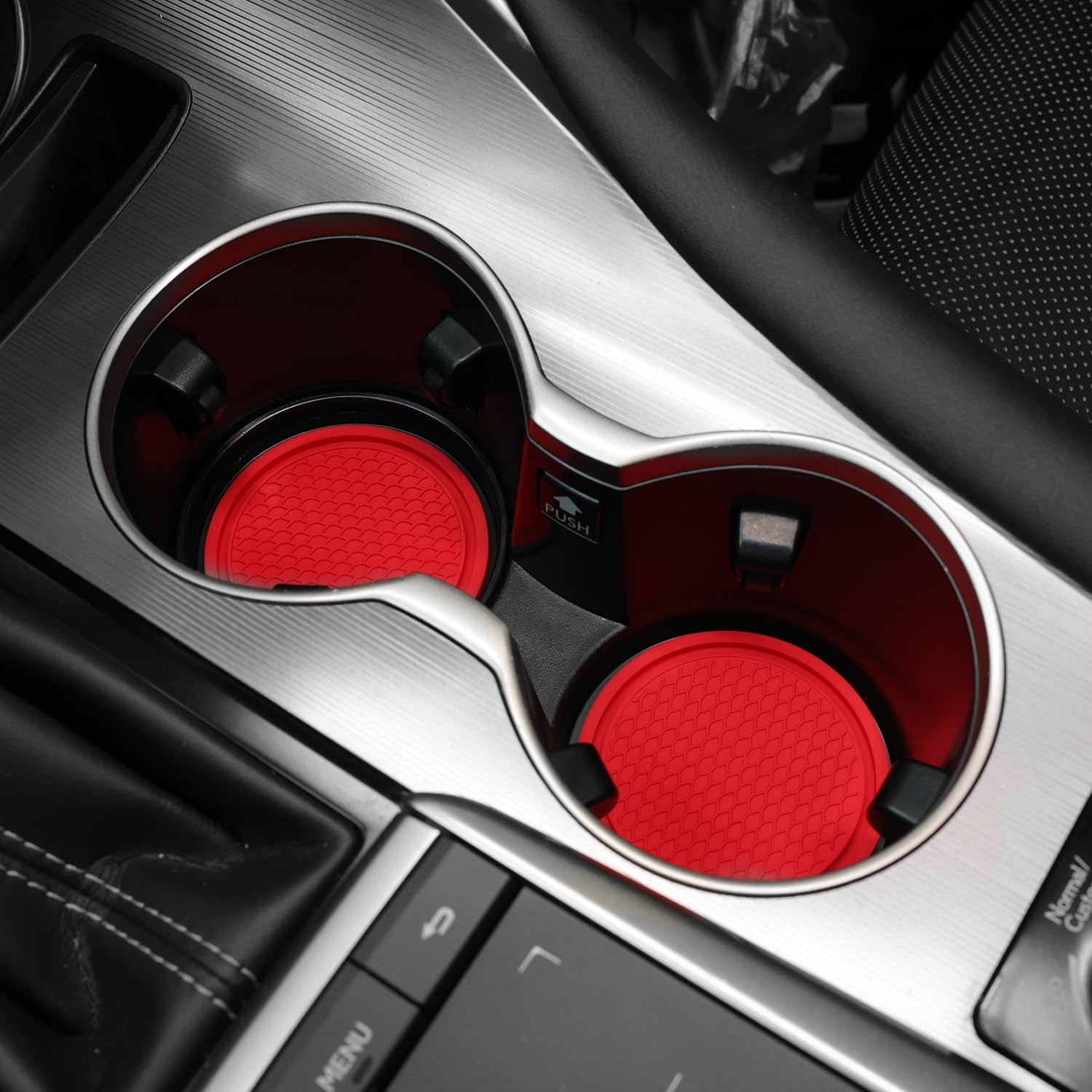 Singaro Car Cup Coaster, 4Pcs Universal Non-Slip Cup Holders Embedded In Ornaments Coaster, Car Interior Accessories, Red