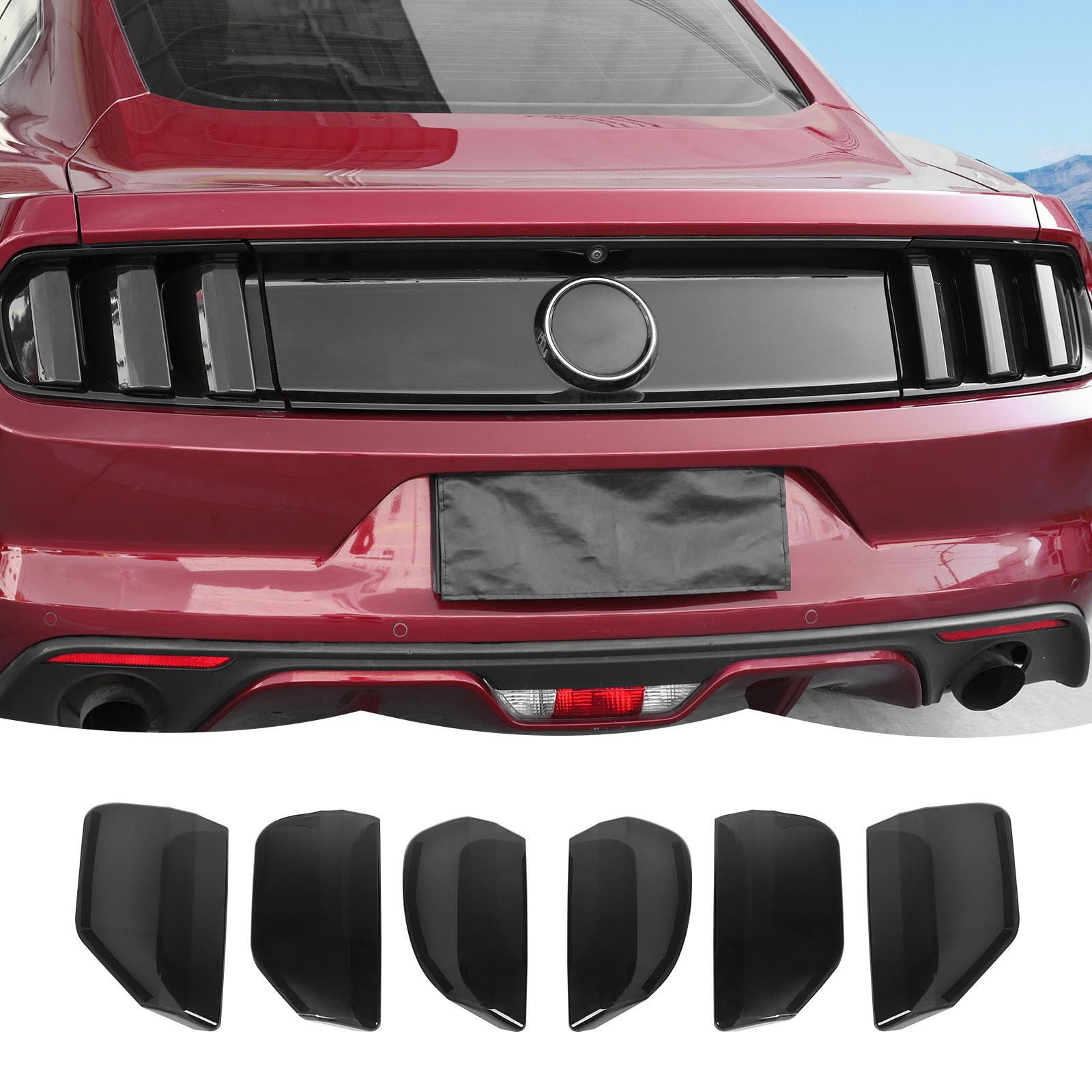 Rt-Tcz Tail Light Lamp Cover Guard Trim Frame Bezels Decoration Accessories For Ford Mustang (2015-2017 Smoke Black)