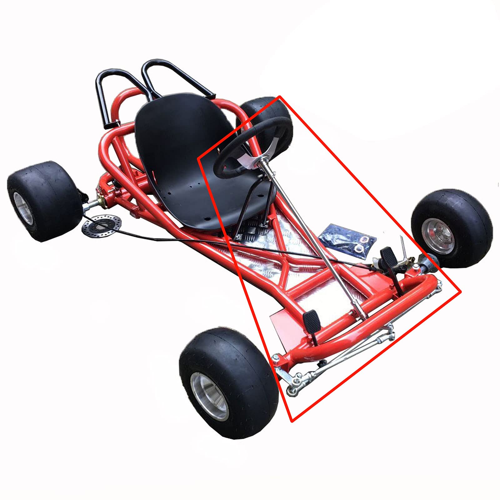 CHUNILLE Front Axle Kit Steering Assembly for 168cc Go Kart, Tie Rod, Black, Model YCZYQ-4761