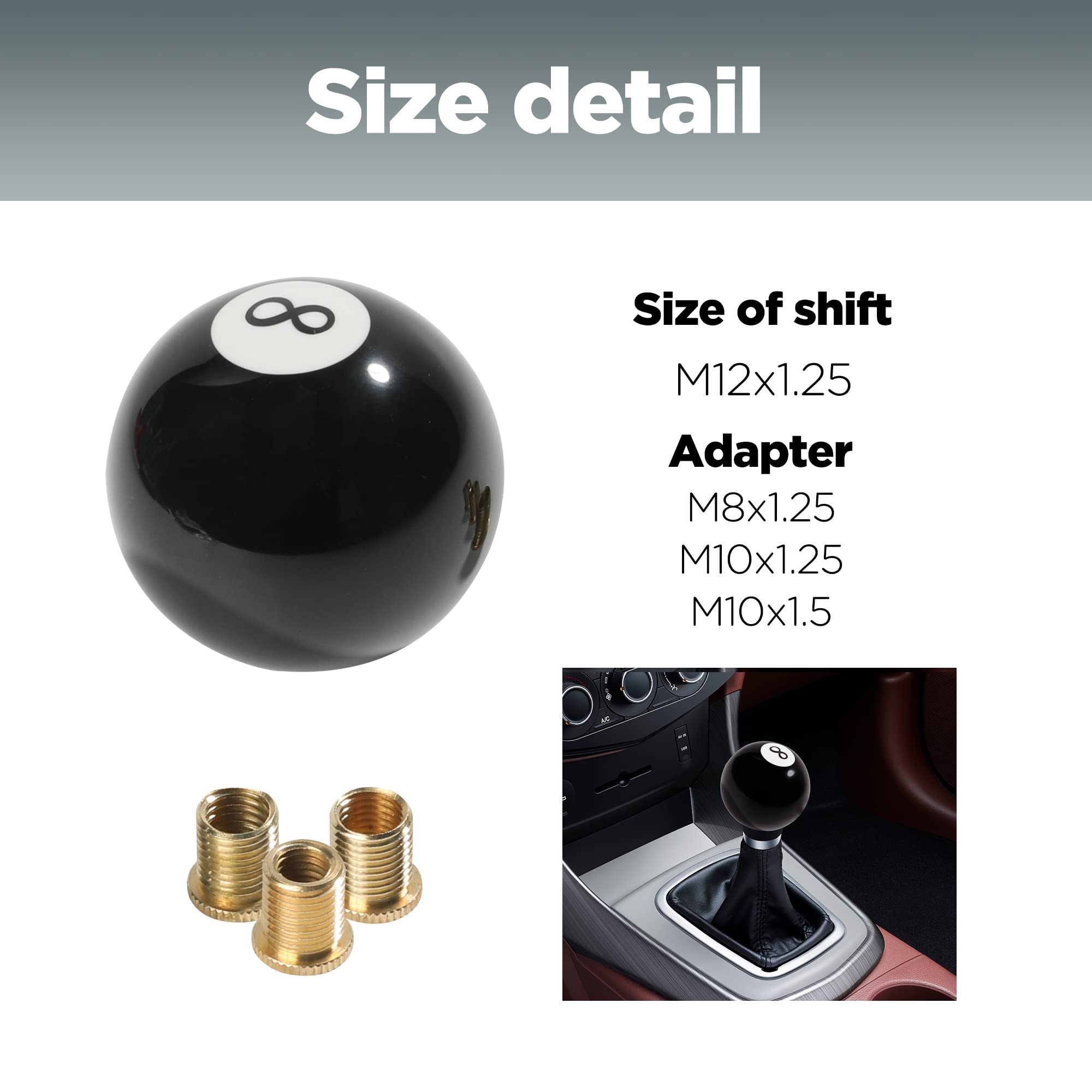 Reswish Shift Knob Manual Gear,Round Shift Knob Acrylic Gear Shift Knob,4 5 6 Speed Universal Shifter Knob with 3 Adapters,Fit f