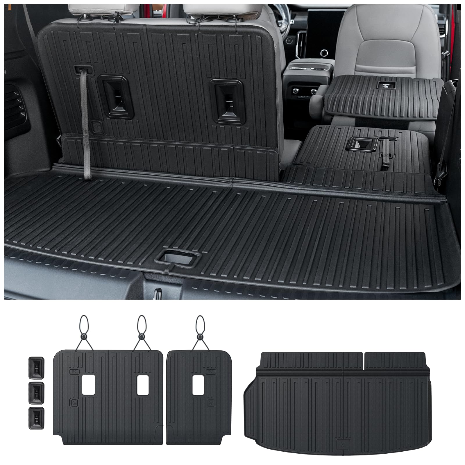 JOULARISE Cargo Mat Backrest Mats for 2024 2025 GMC Acadia 6/7 Seats Accessories, All-Weather TPE Protector Cargo Liner Trunk Ma