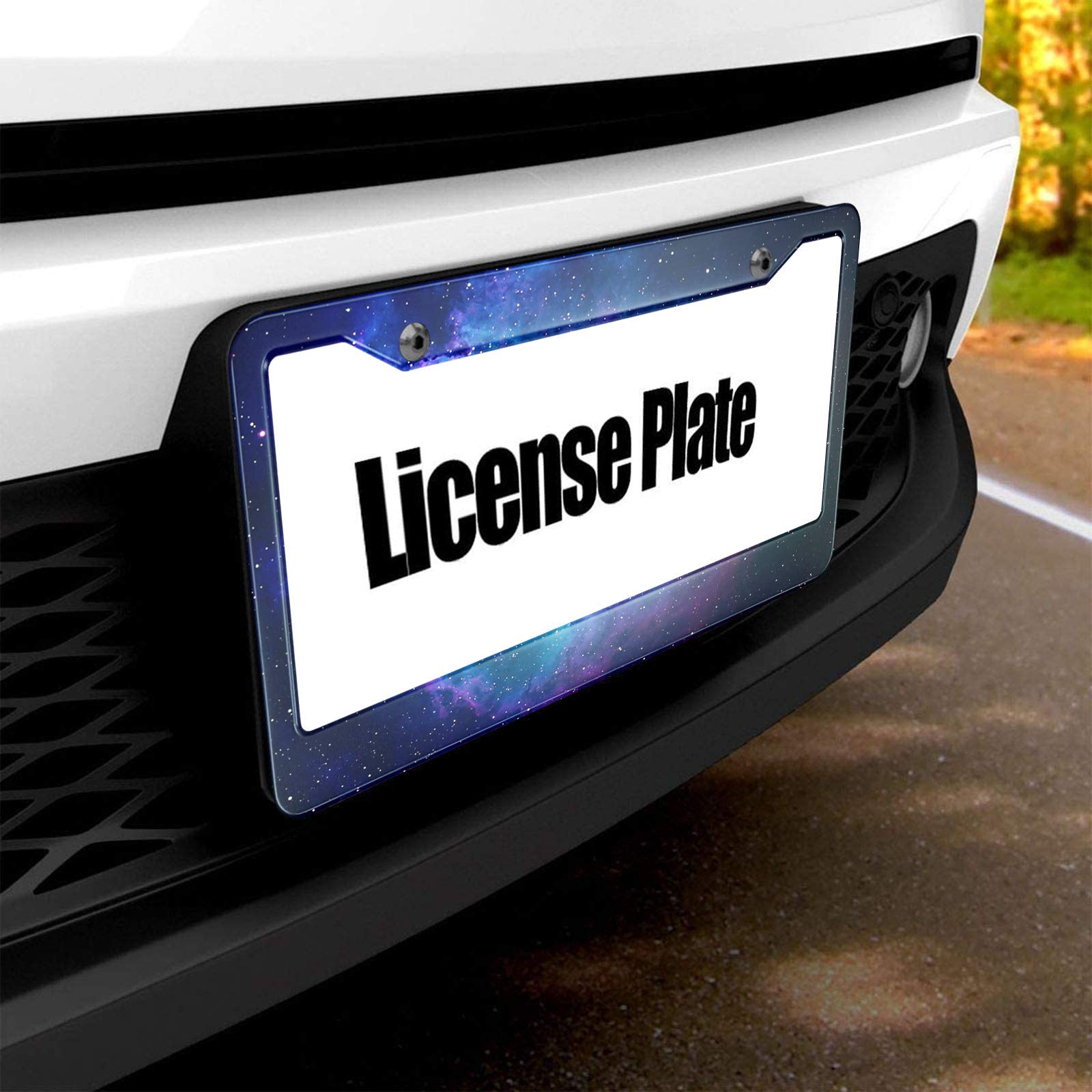 HOSNYE Starry Sky License Plate Frame Milky Way Beautiful Milky Way at Nigh Metal License Plate Cover Front Plates Frames Car Ta