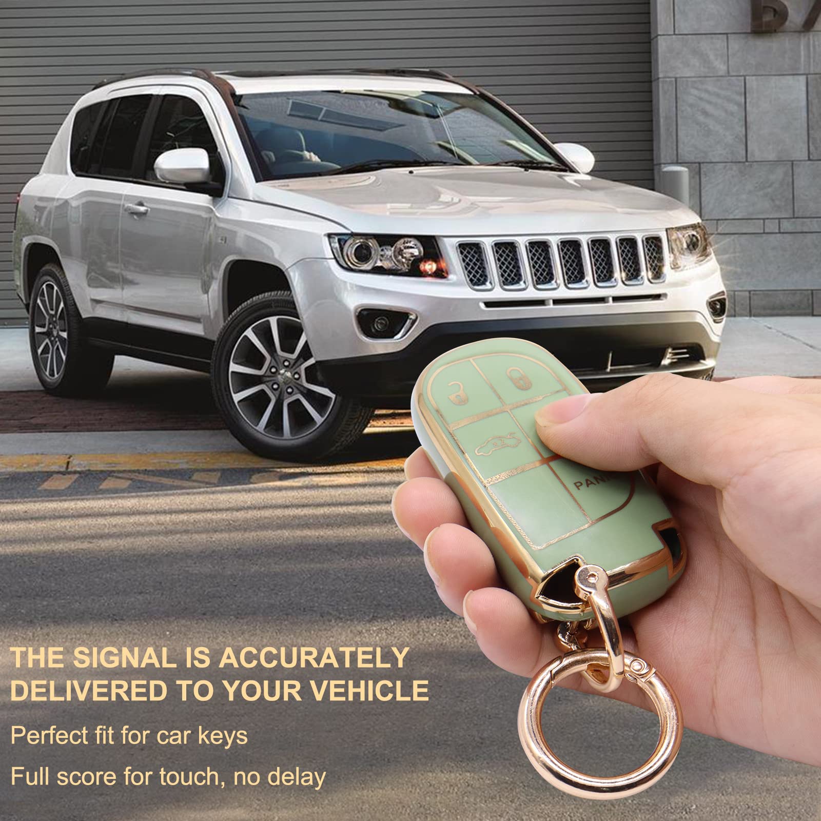 Elegananccy For Jeep Key Fob Cover, Soft Full Protection Key Case Shell Compatible With Jeep Smart Key 3 4 5 Buttons Protector (