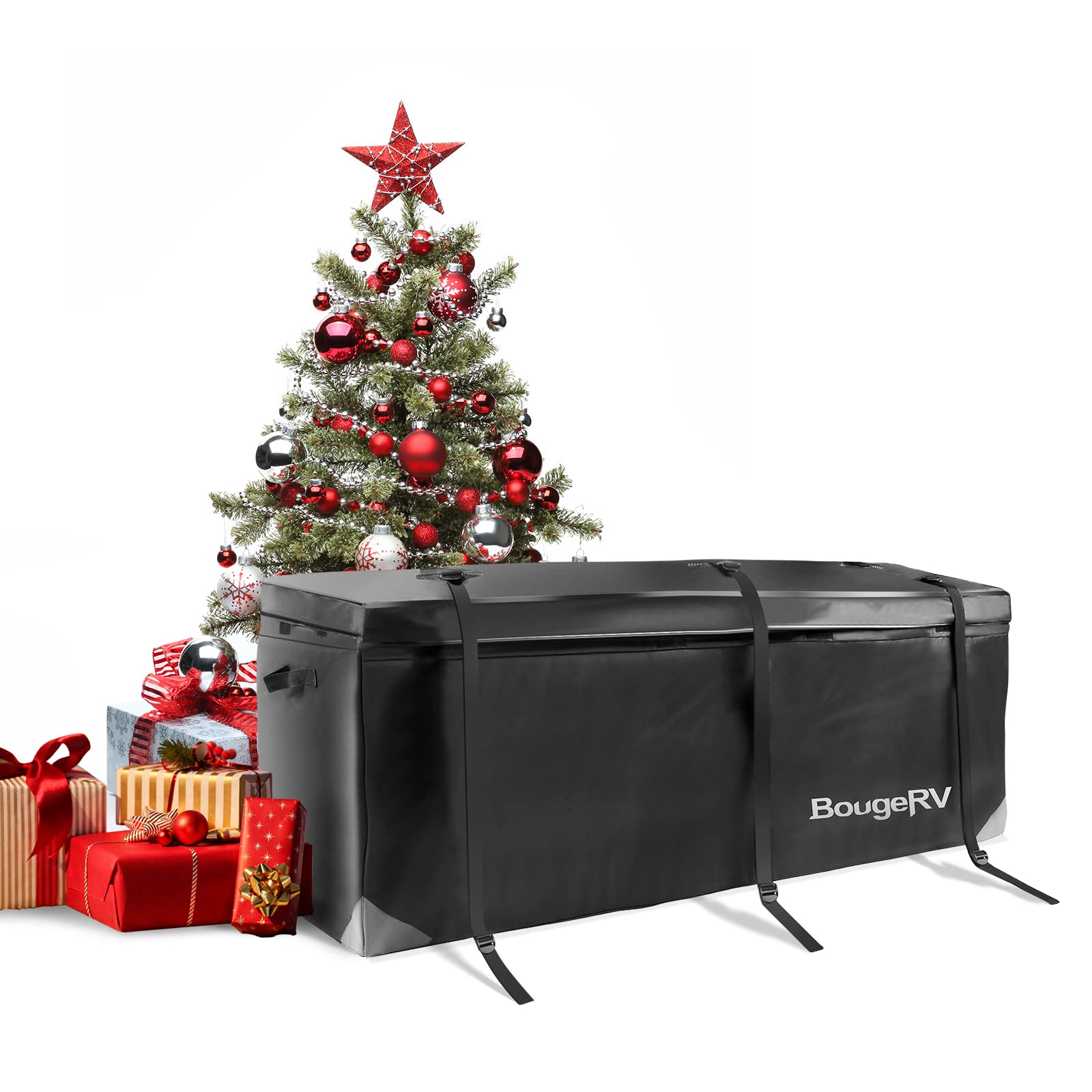 BougeRV Hitch Cargo Carrier Bag, Waterproof 12 Cubic Ft, 48'' L x 20'' W x 22'' H, Black, Model 5841731107