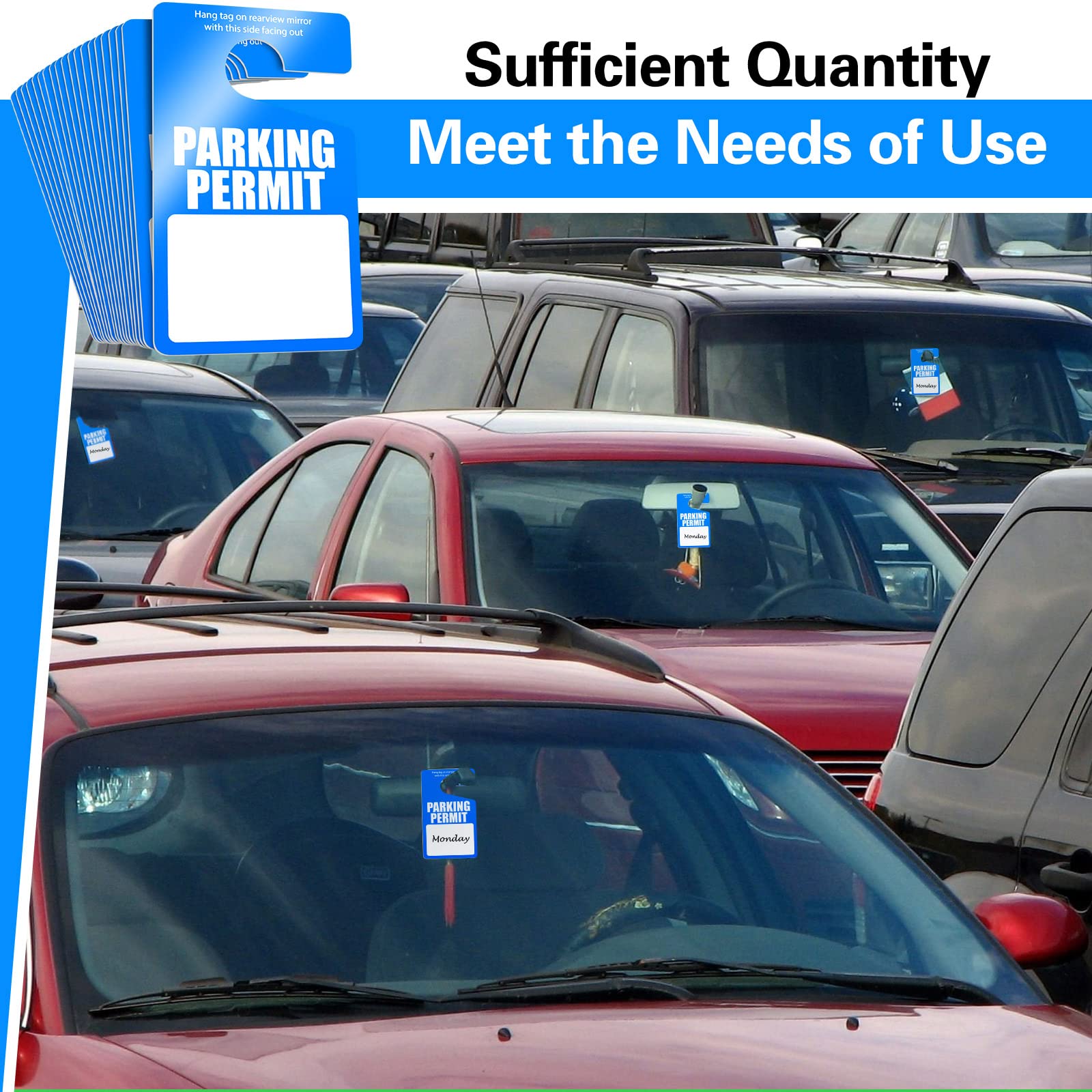 500 Pcs Parking Permit Hang Tags Bulk, Temporary Passes Parking Placards Plastic Blank PVC 3 x 5 Inch for Car Rear View Mirror W