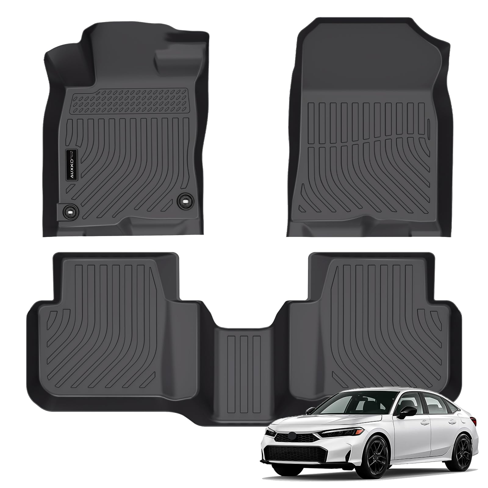 Auxko All Weather Floor Mats Fit for Honda Civic Sedan Hybrid & Civic Hatchback Hybrid 2026 2025 TPE Liners Accessories All Seas