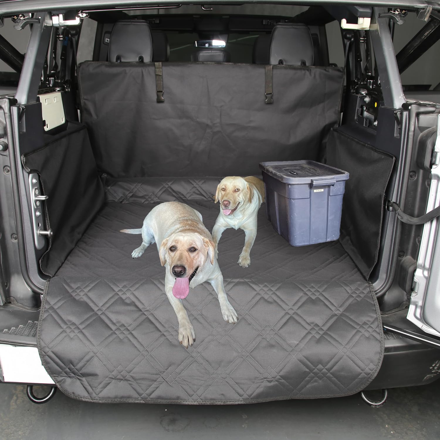 Anmosvo For Ford Bronco Dog Cargo Liner 2024 - Waterproof Anti-Scratch & Anti-Slip Pet Trunk Cover With Side Flaps And Bumper Pr
