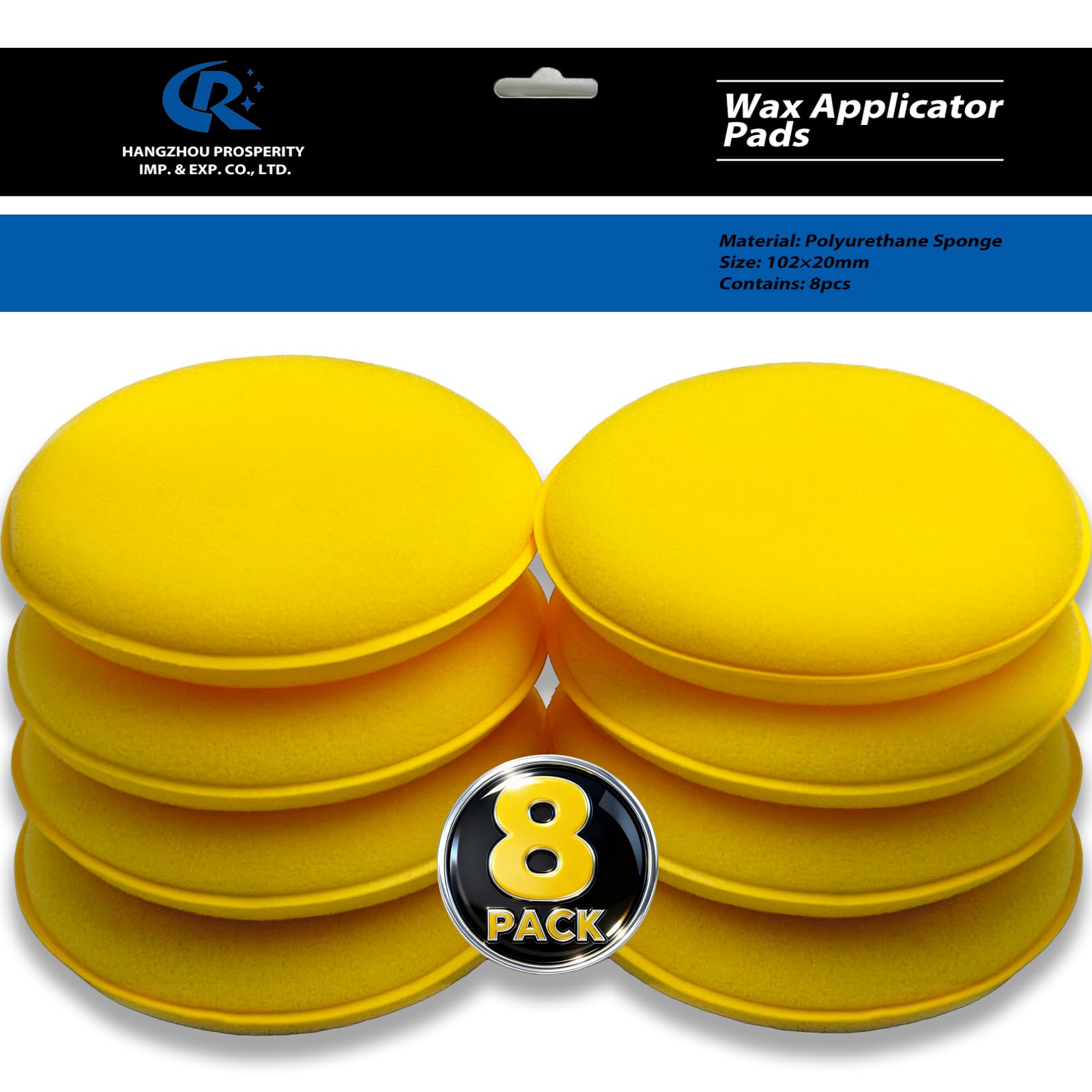 CR CHRWLIN 4 Sponge Detailing Applicator Pad, Car Wax Applicator, Yellow, 8 Pack no Compression Buffing & Detail Polishing Foam 
