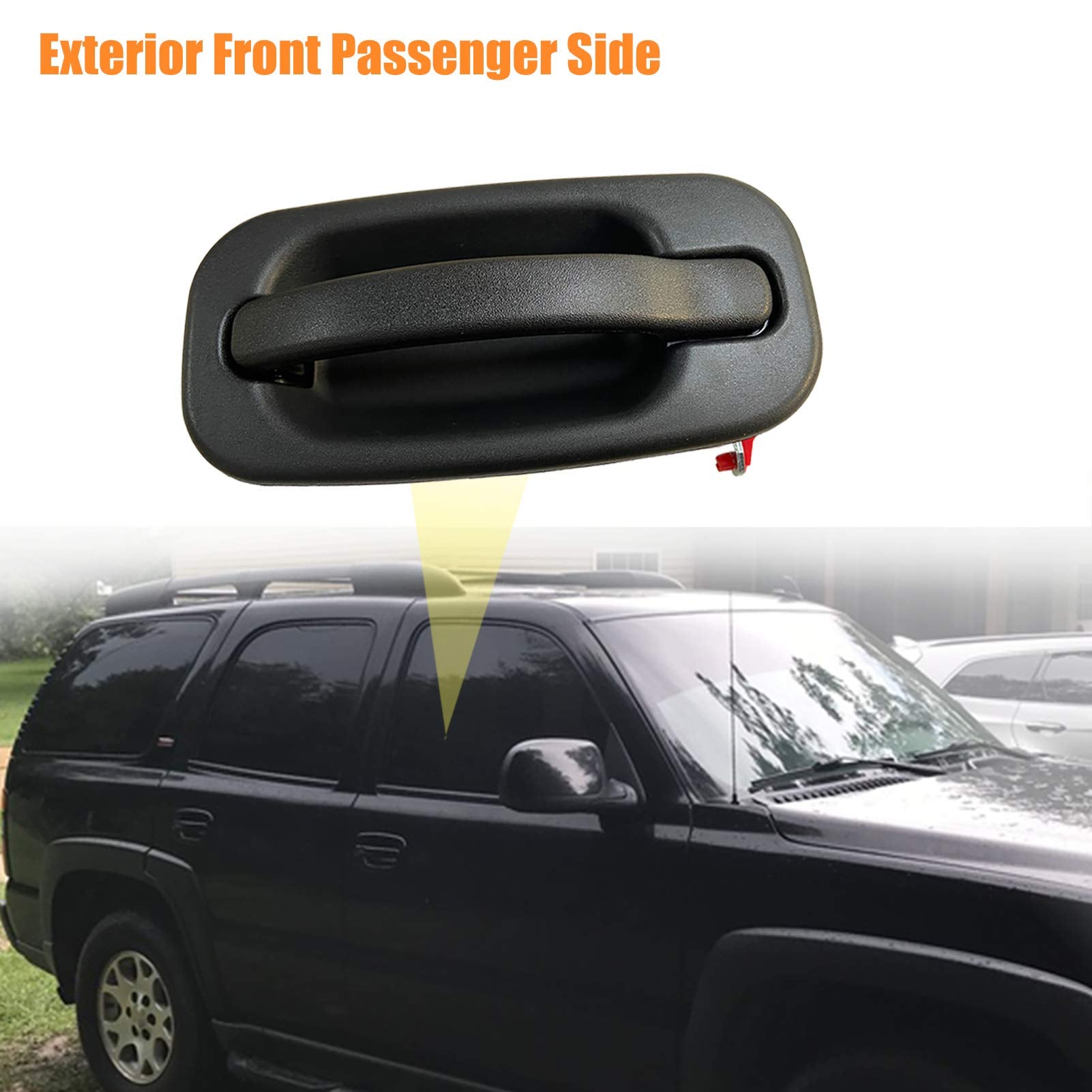 Npauto Exterior Front Passenger Side Door Handle Compatible With 1999 2000 2001 2002 2003 2004 2005 2006 2007 Silverado Gmc Sierra Tahoe Yukon Xl Avalanche 1500 2500 Hd, Black, No Keyhole
