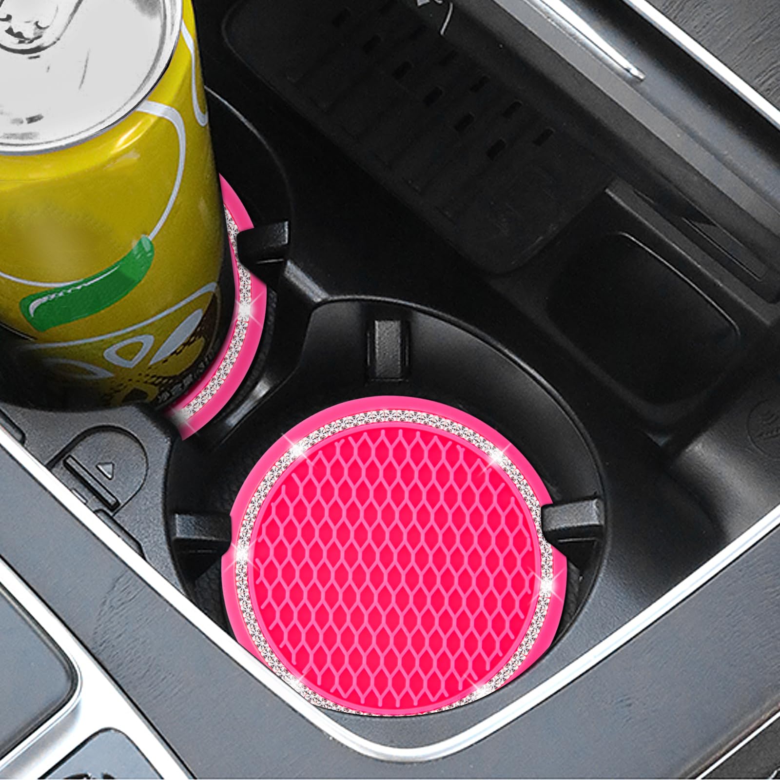 Cocases Car Coasters, 4 Pack Universal Vehicle Bling Car Coaster, Rhinestone Coaster For Cup Holders, Car Interior Accessories 2