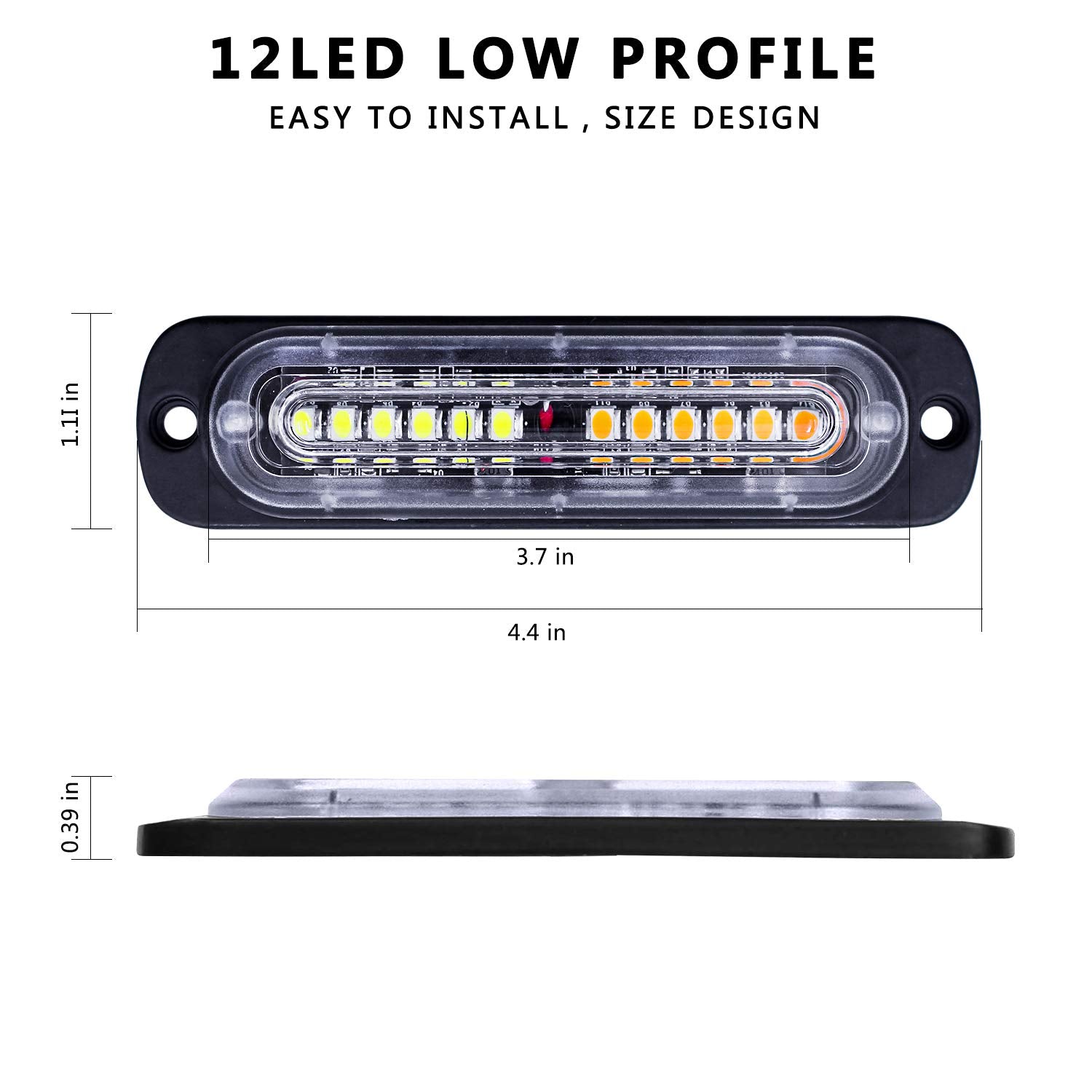 Ease2U E Led Strobe Lights For Trucks Vehicles Suvs, 4Pcs 12-24V Emergency Warning Lights Caution Hazard Construction Ultra Slim