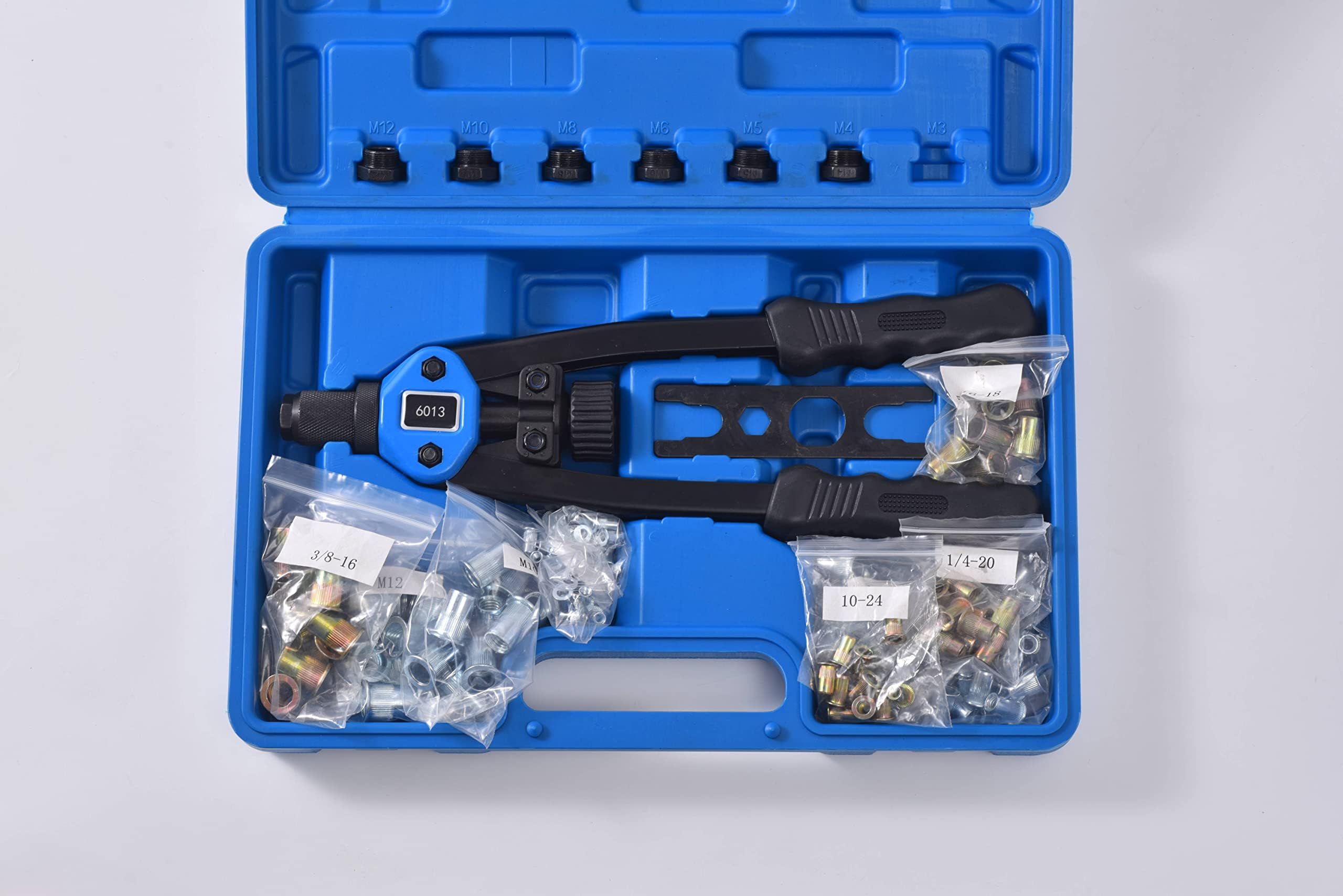 Lslansoon Rivet Nut Tool Set, 13” Rivnut Tool Kit With 11 Metric And Sae Mandrels, 150Pcs Rivet Nut Assortment Kit, And Rugged Carrying Case