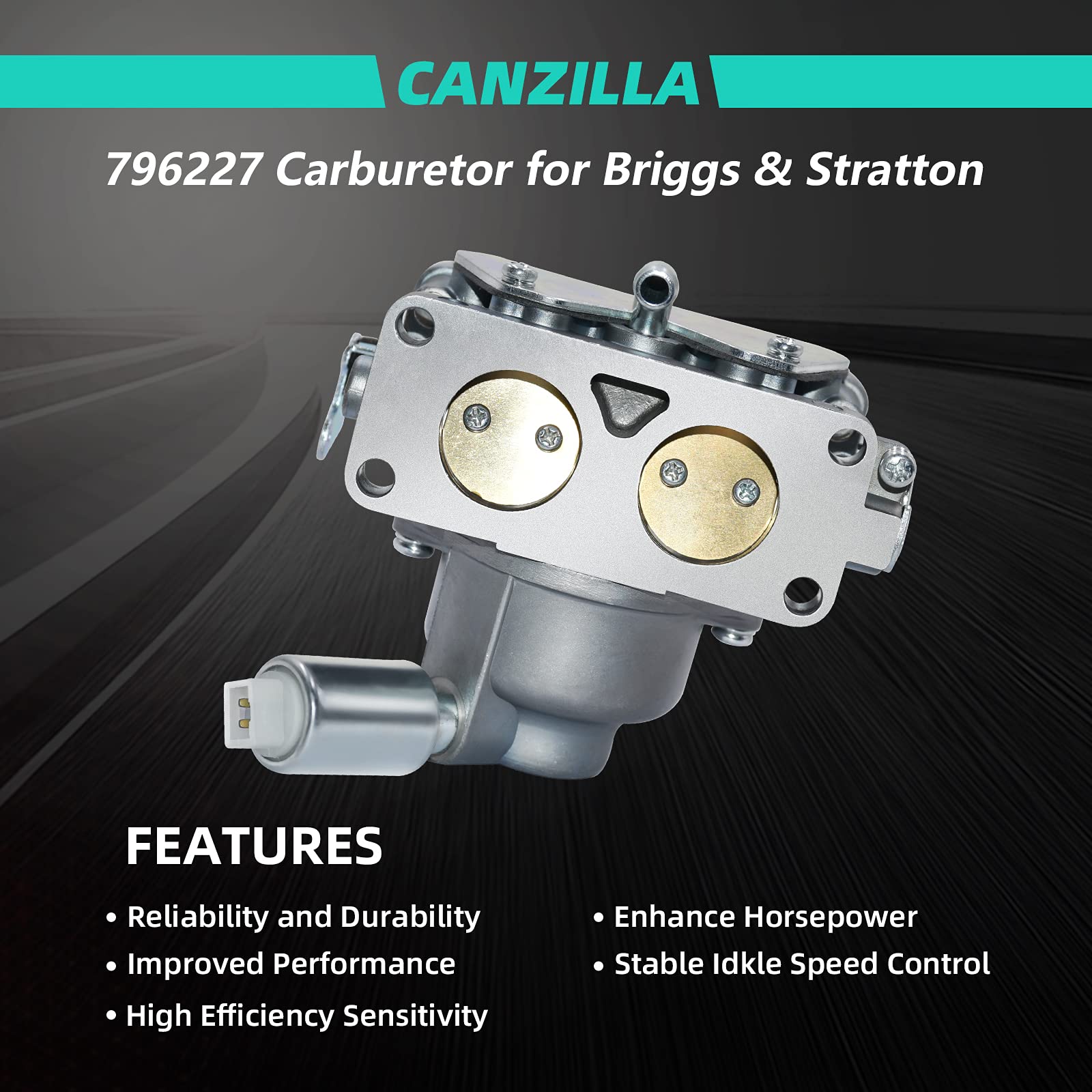 CANZILLA Carburetor for BS V-Twin Engine - Replacement with Gasket for Lawn Mower Models 407777, 40N877, 40R877, Silver Finish
