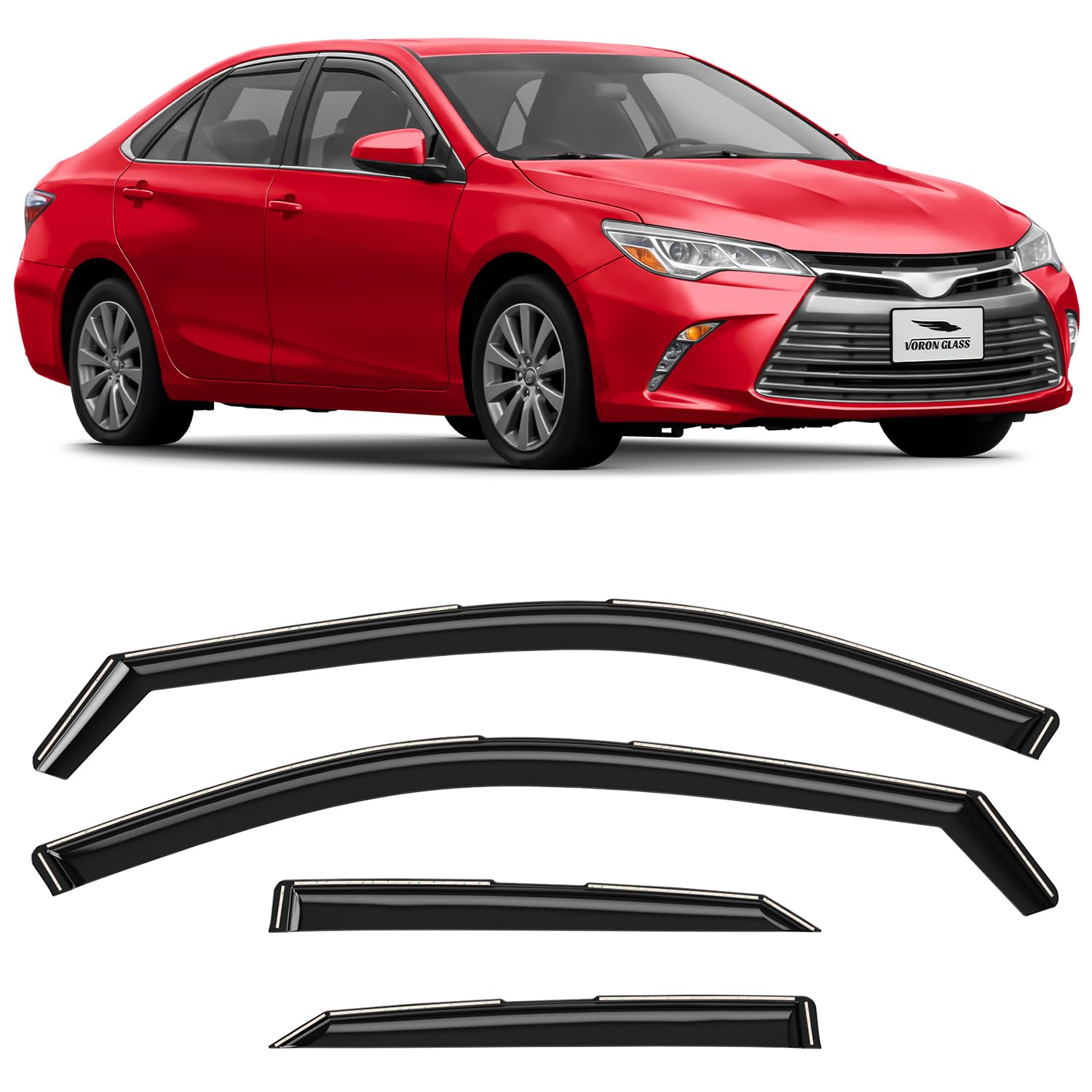 Voron Glass In-Channel Extra Durable Rain Guards For Toyota Camry 2015-2017, Window Deflectors, Vent Window Visors, 4 Pieces - 2