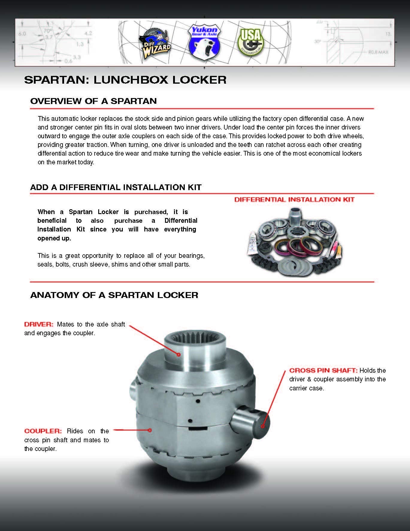 USA Standard Gear Spartan Locker for GM 8.5'', 30 Spline axles, Includes Heavy-Duty Cross pin Shaft