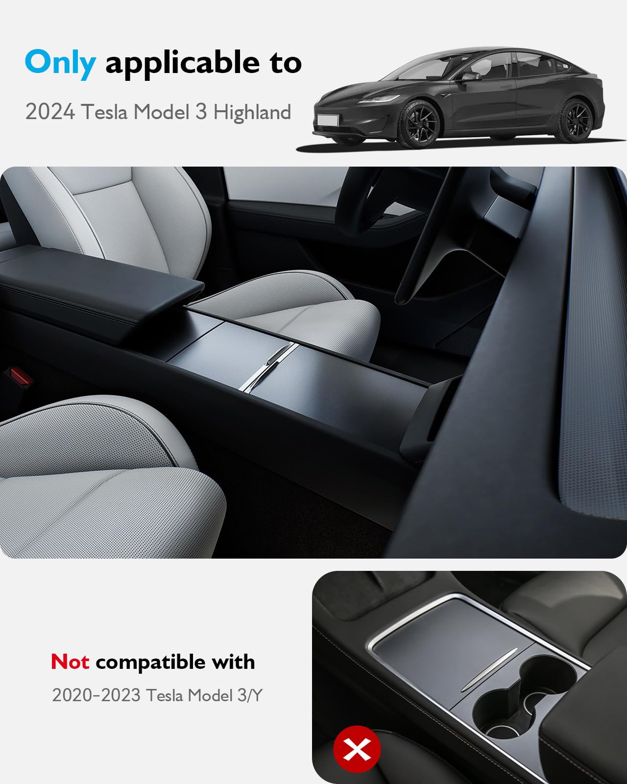Farmogo Center Console Wrap Kit For Tesla Model 3 (Highland) 2024 2025 And Model Y Juniper Accessories Console Cover Interior De