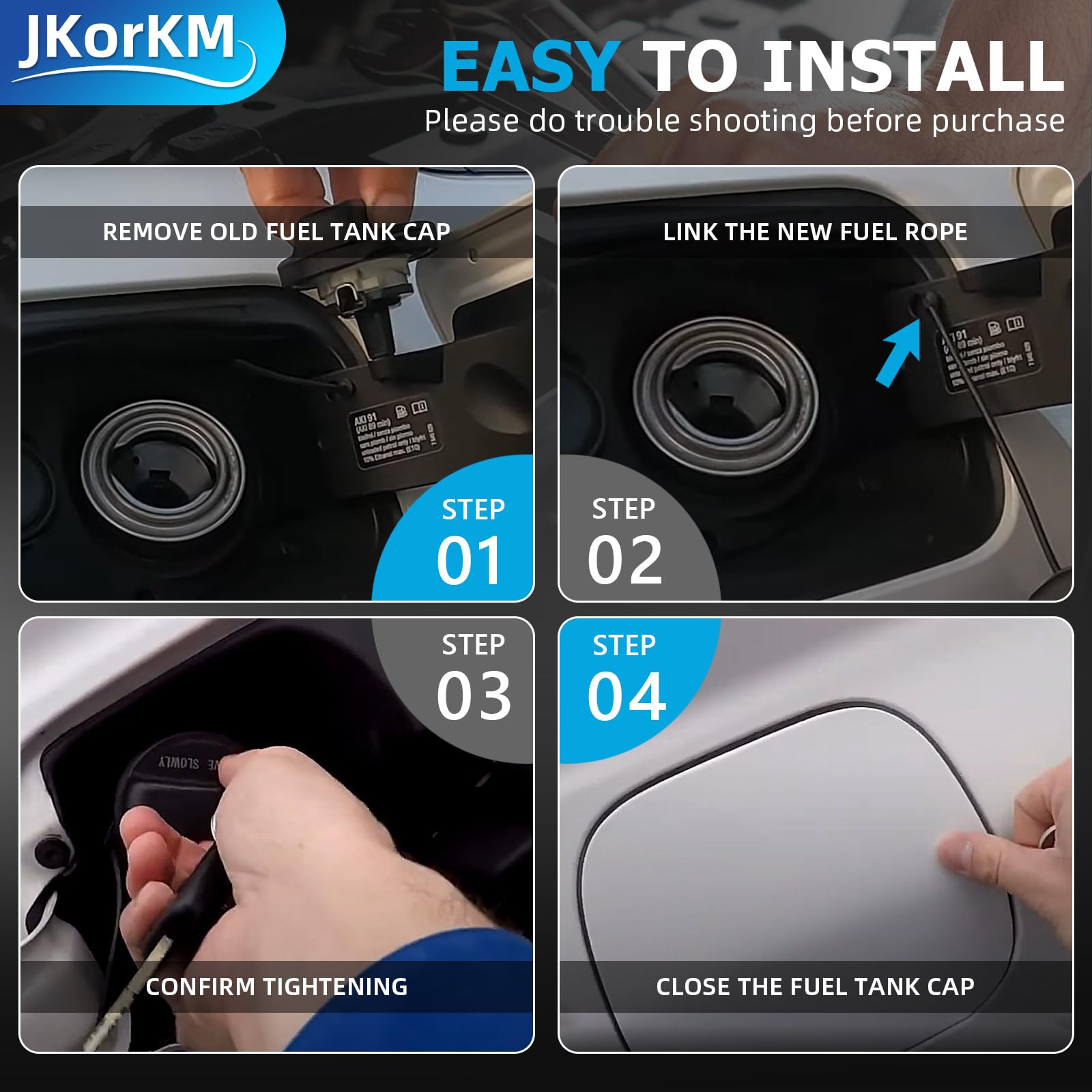 JkorkM Gas Cap for Mini Cooper & BMW Models (2002-2018) - OEM 16117222391, Medium Size, Durable Fuel Tank Cap