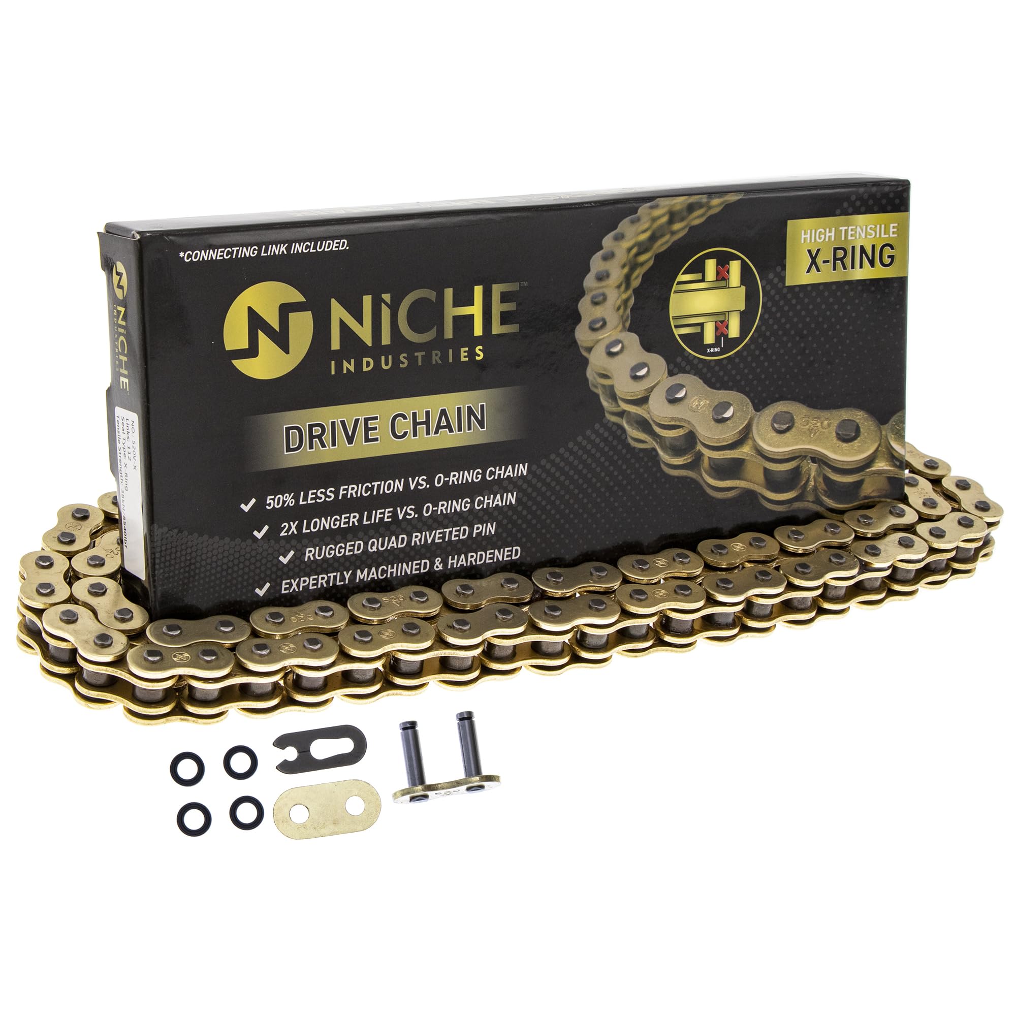 Niche Drive Sprocket Chain Combo For Yamaha Raptor 700 Yfz450R Front 14 Rear 38 Tooth 520V-X X-Ring 98 Links