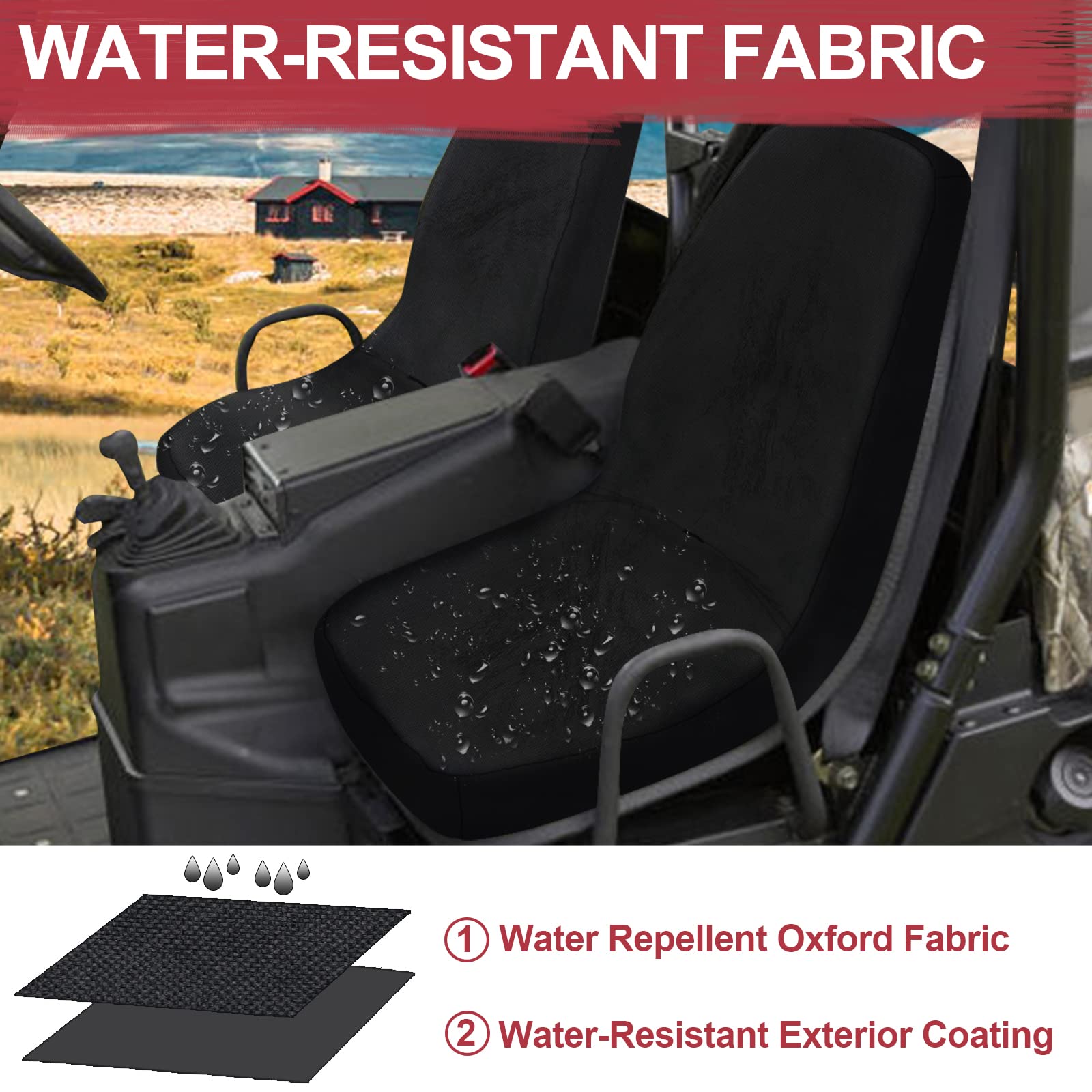 StarknightMT UTV Rhino Seat Covers, Water-Resistant 1680D Fabric, Black, Compatible with Rhino 700/660/450 (2004-2021)