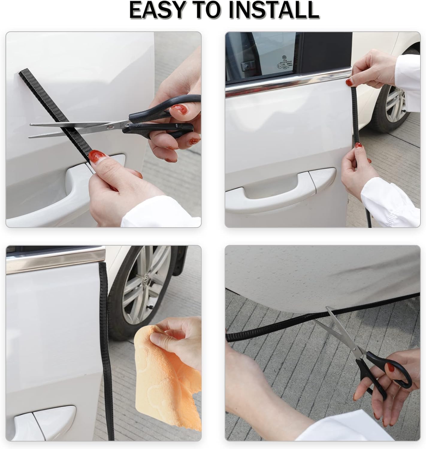 Singaro 33Ft (10M) Car Door Edge Guard, No Glue Car Door Entry Guard Protective Strip, Rubber Edge Trim Car Door Protector, Appl