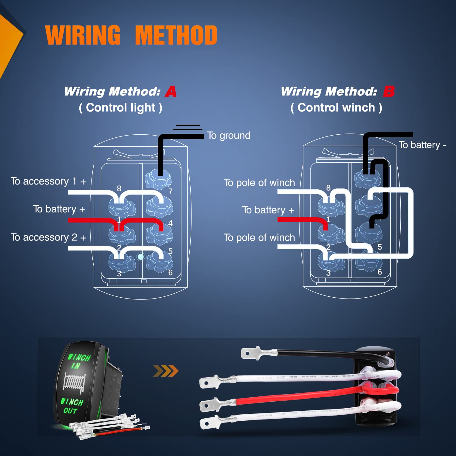 Nilight Winch Rocker Switch Momentary Toggle On-Off-On Dpdt 7Pin 12V 24V Jumper Wires In Out Switches Green For Cars Trucks Cara