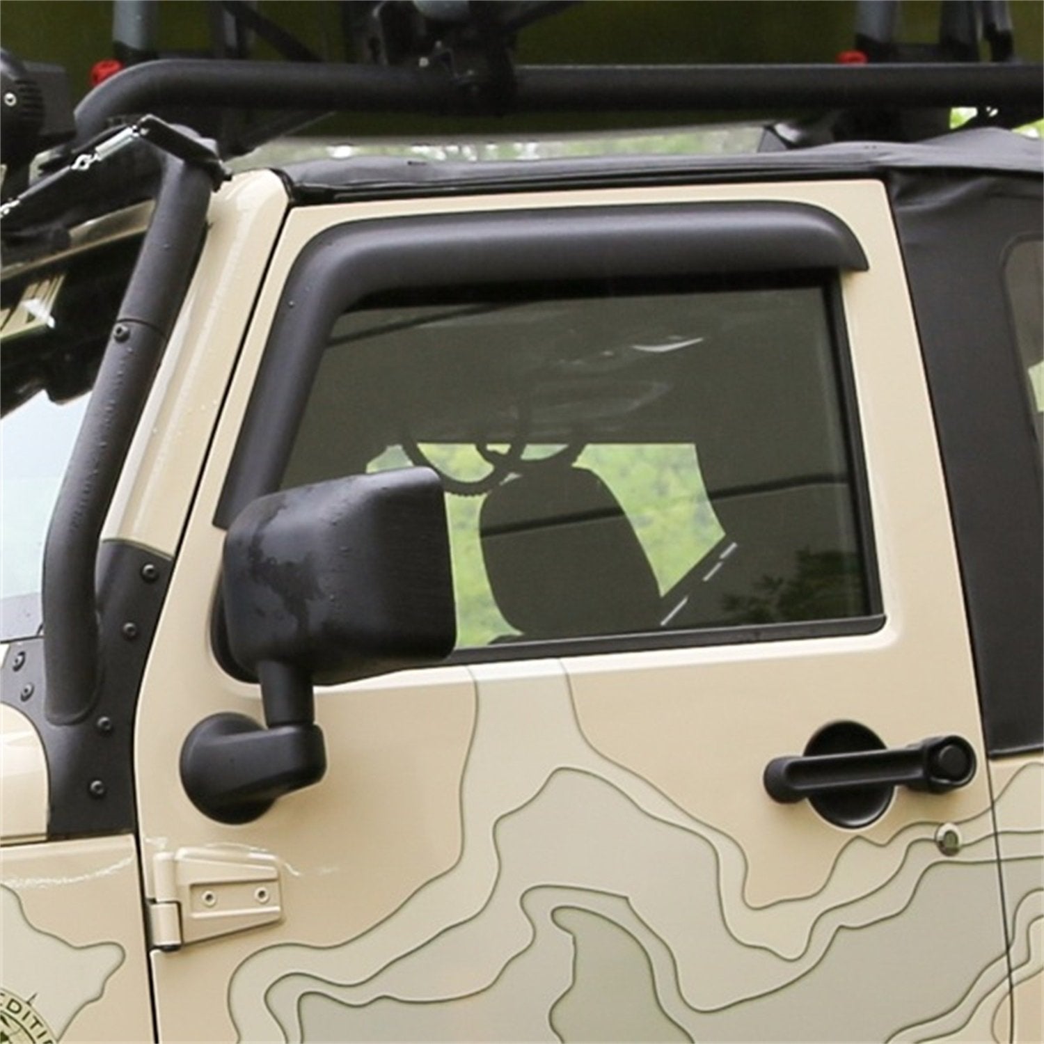 Rugged Ridge | Window Visor Kit, Matte Black | 11349.11 | Fits 2007-2018 Jeep Wrangler Jk 2-Door
