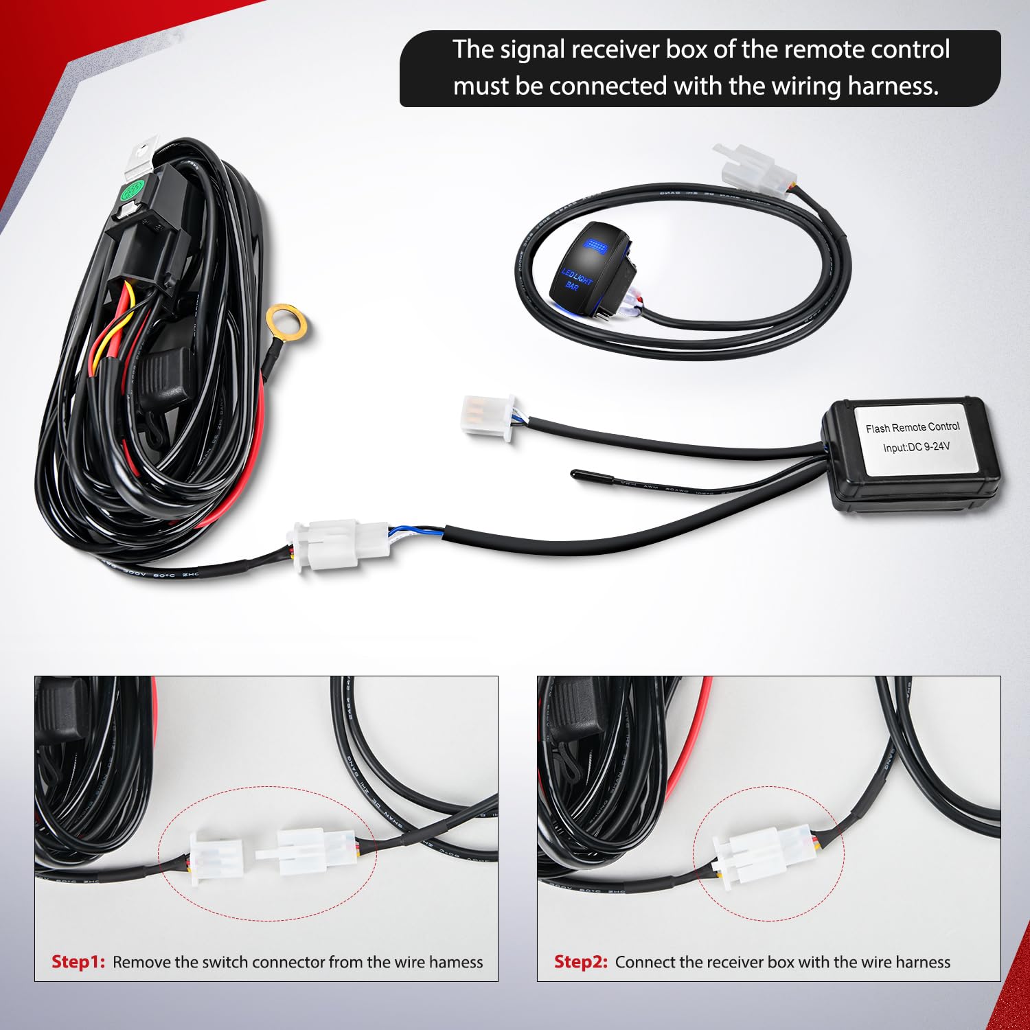 Nilight Remote Wiring Harness For Led Light Bar Wireless Strobe Flash Work Driving Lights 12V 15A 16Awg Controller 5Pin Switch W