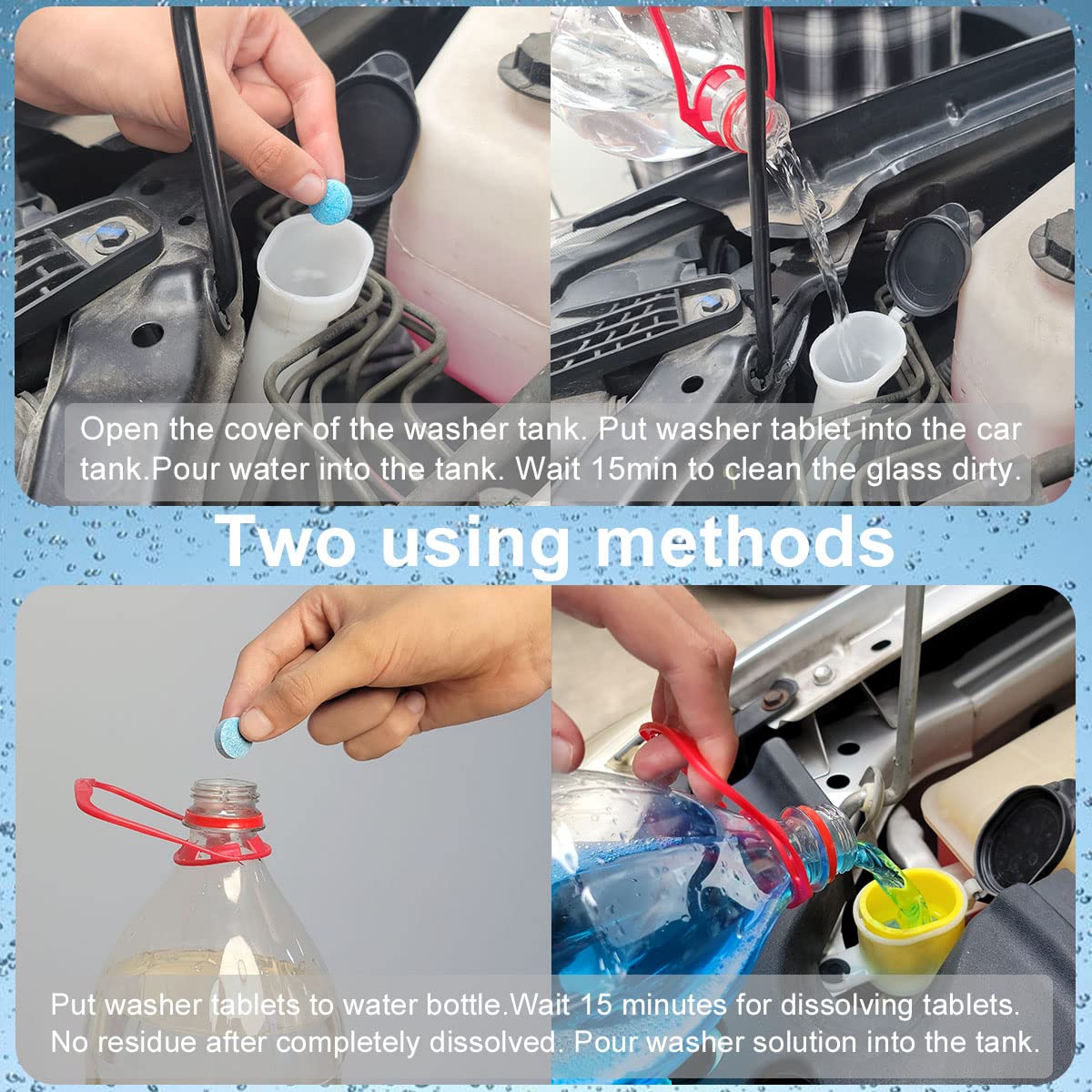 100 Pieces Car Windshield Washer Fluid Concentrated Clean Tablets,New Formula Windshield Wiper Fluid Solid Effervescent Tablet.R