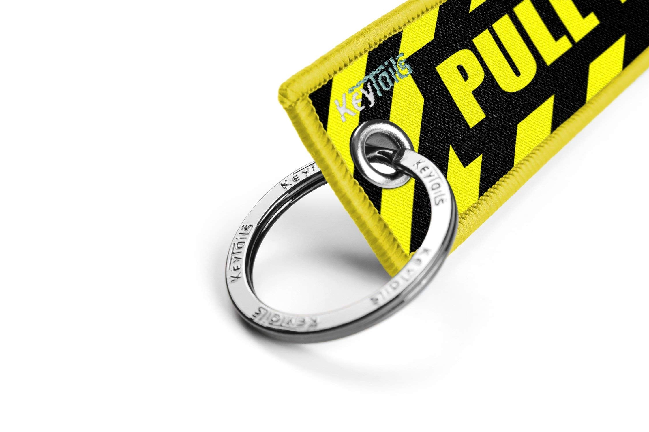 Keytails Keychains, Premium Quality Key Tag For Motorcycle, Car, Scooter, Atv, Utv [Pull To Eject - Yellow]