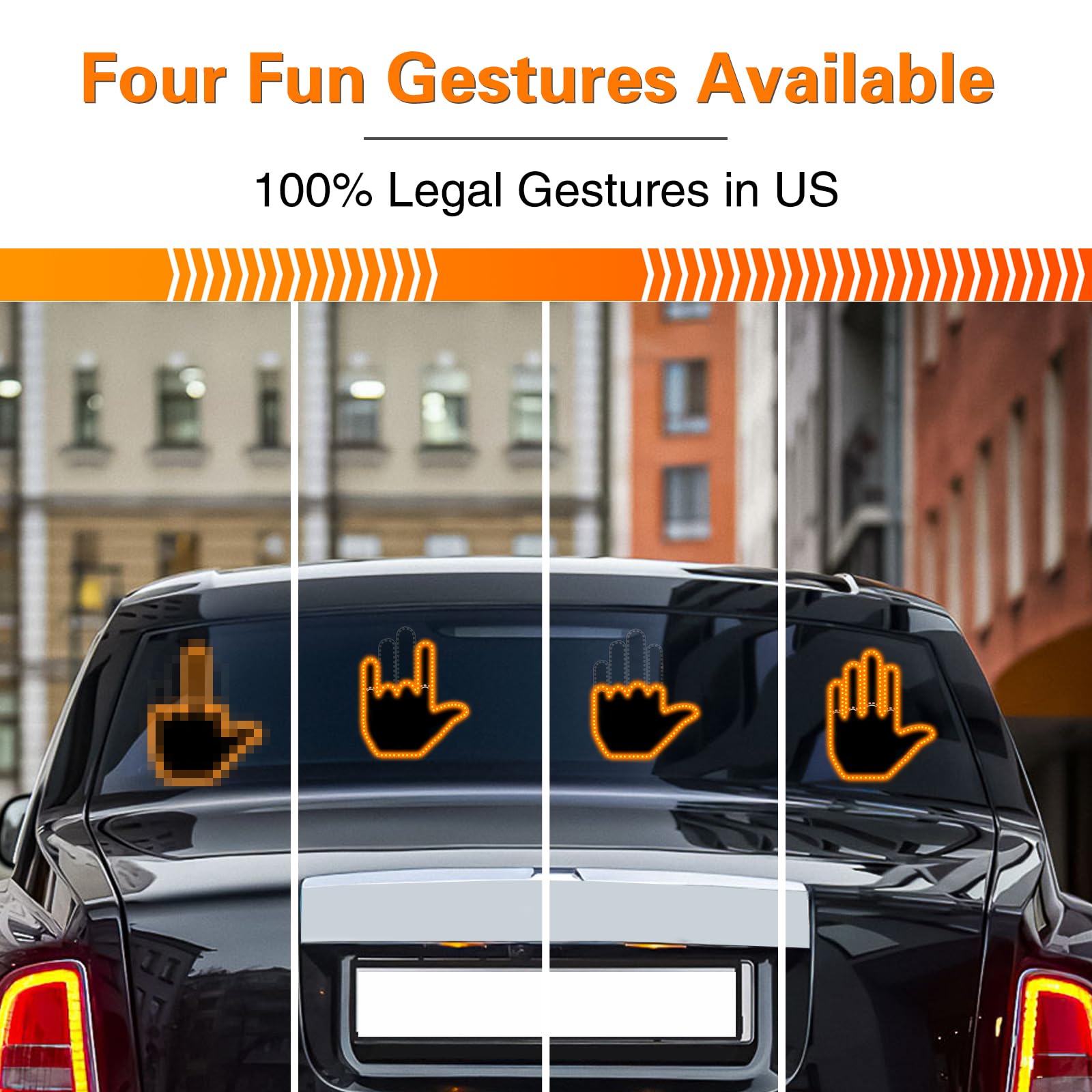 howdot Glogesture Hand Light - 4 in 1 LED Sign, Remote Control, Black, Model HSS-001, Cool Car Accessory for Father's Day