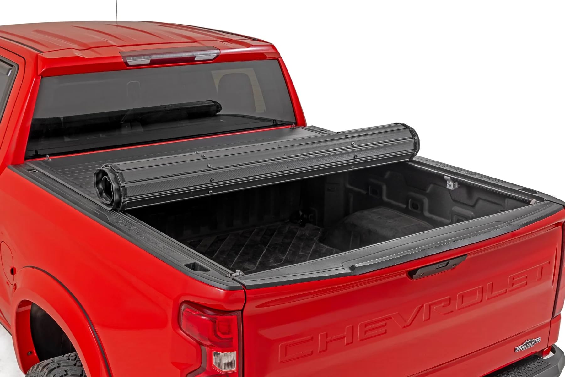 Rough Country Hard Roll-Up Tonneau Cover for Chevy Silverado & GMC Sierra 1500 (2019-2025) - Aluminum Truck Bed Cover, Fits 510