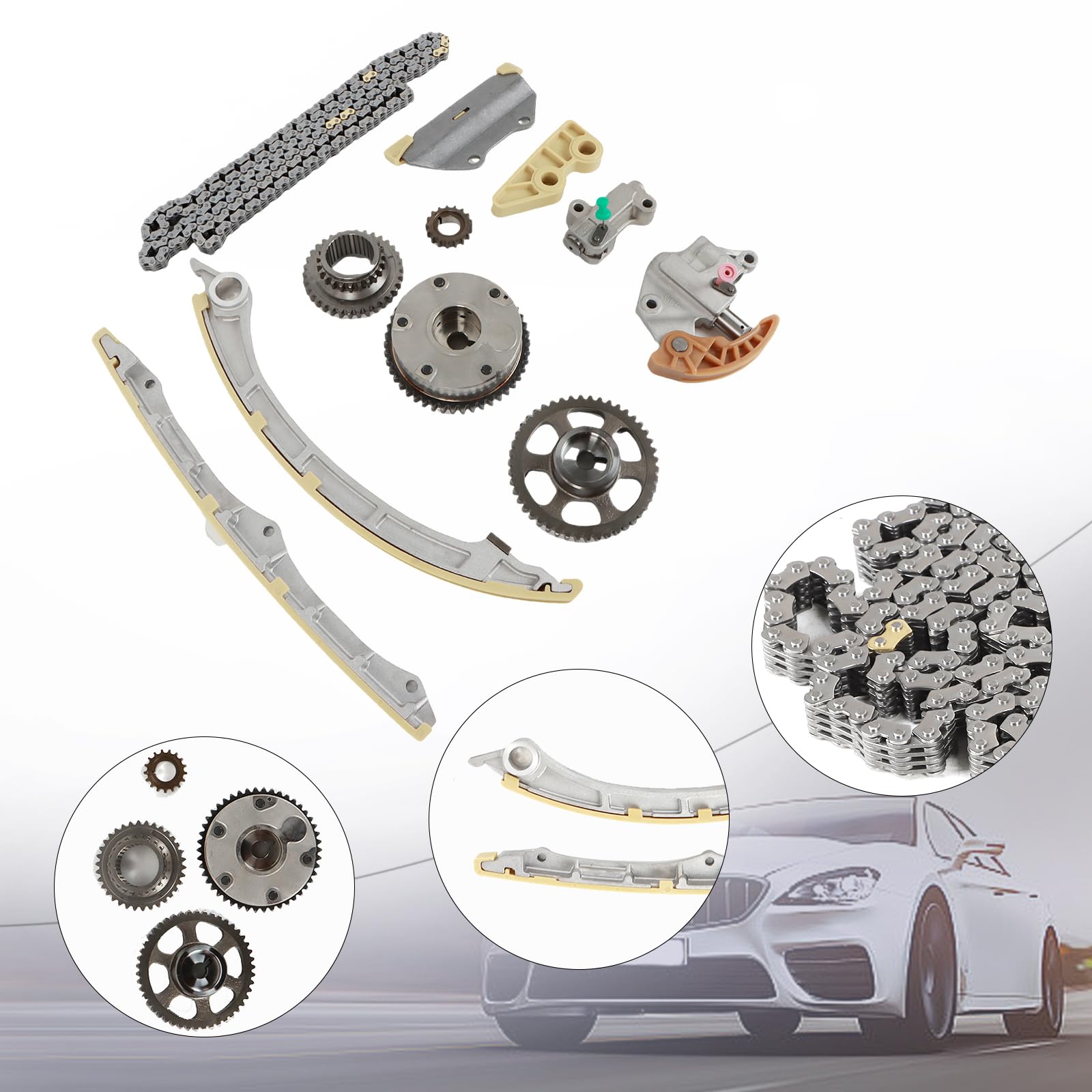 INGKAN Engine Timing Chain Kit with Camshaft Adjuster VVT Gear for Acura ILX Accord Civic CR-V 2.4L 2008-2015 OE Replacement 14210-PNA-