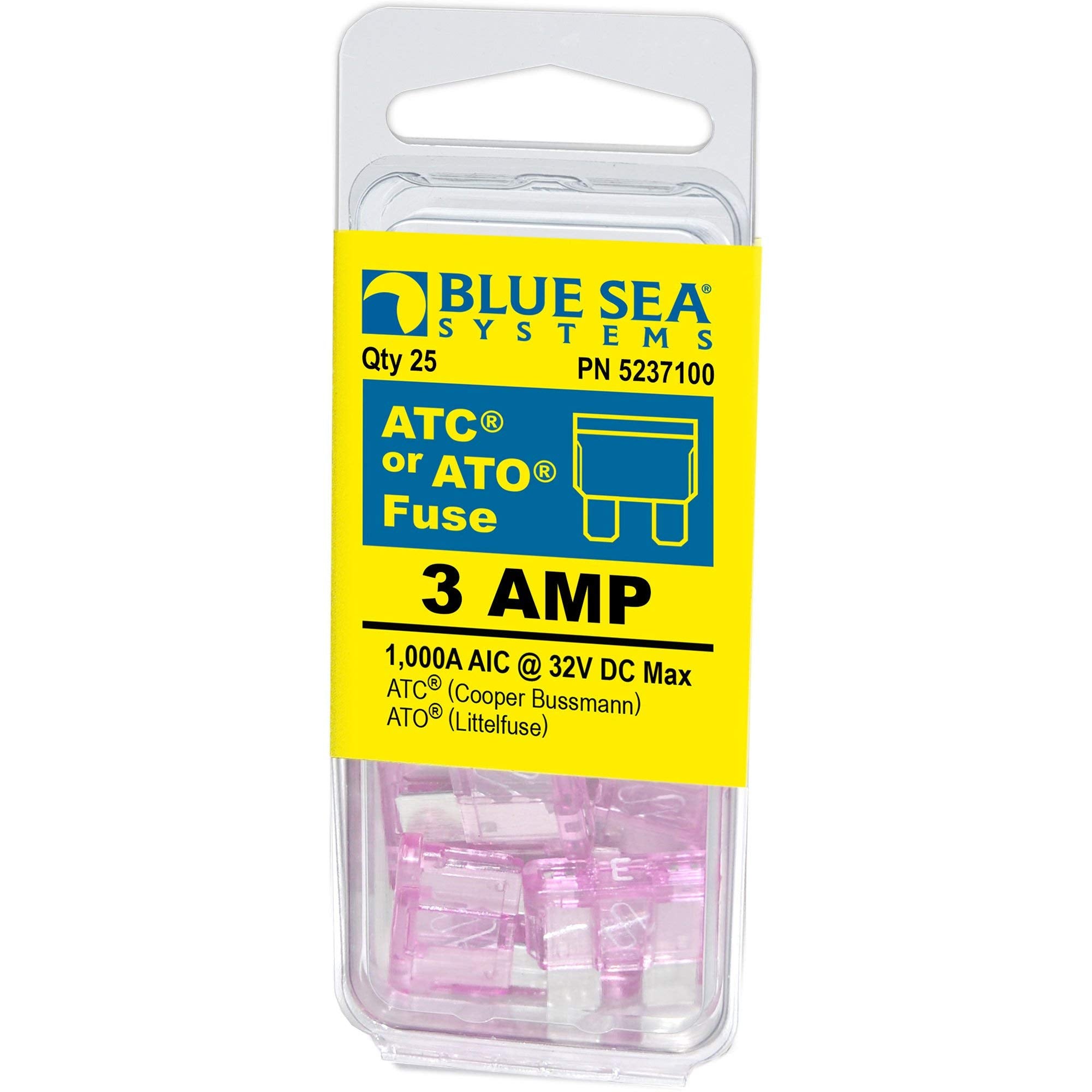 Blue Sea Systems 5237100 3A Ato/Atc Fuse , 25 Pack