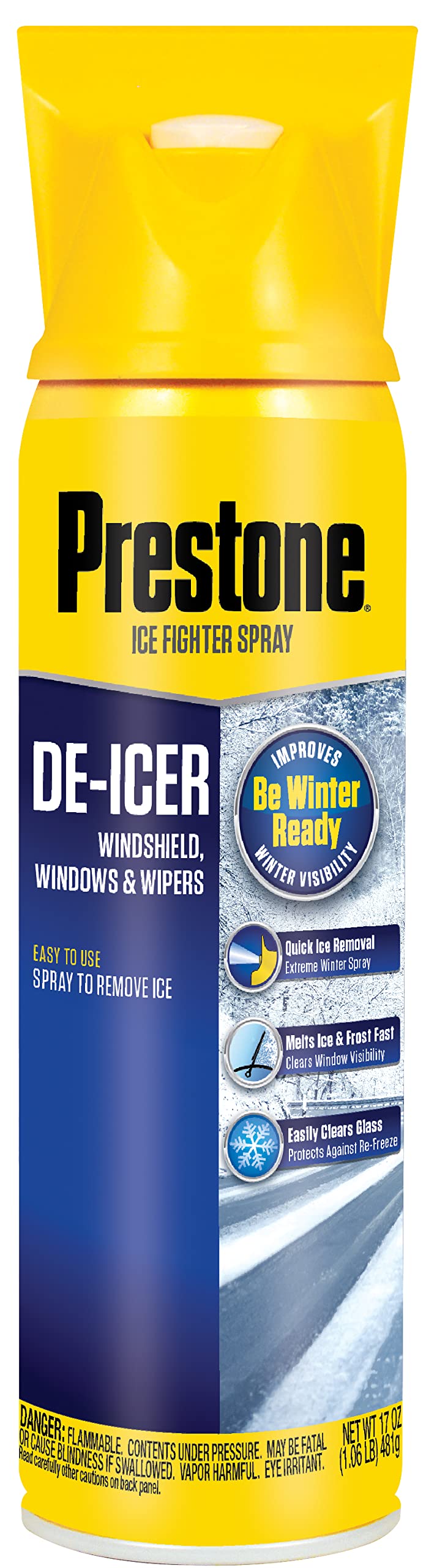 Prestone As244 De-Icer For Windshield, Windows, And Wipers, 17 Oz. Aerosol, 6 Pack