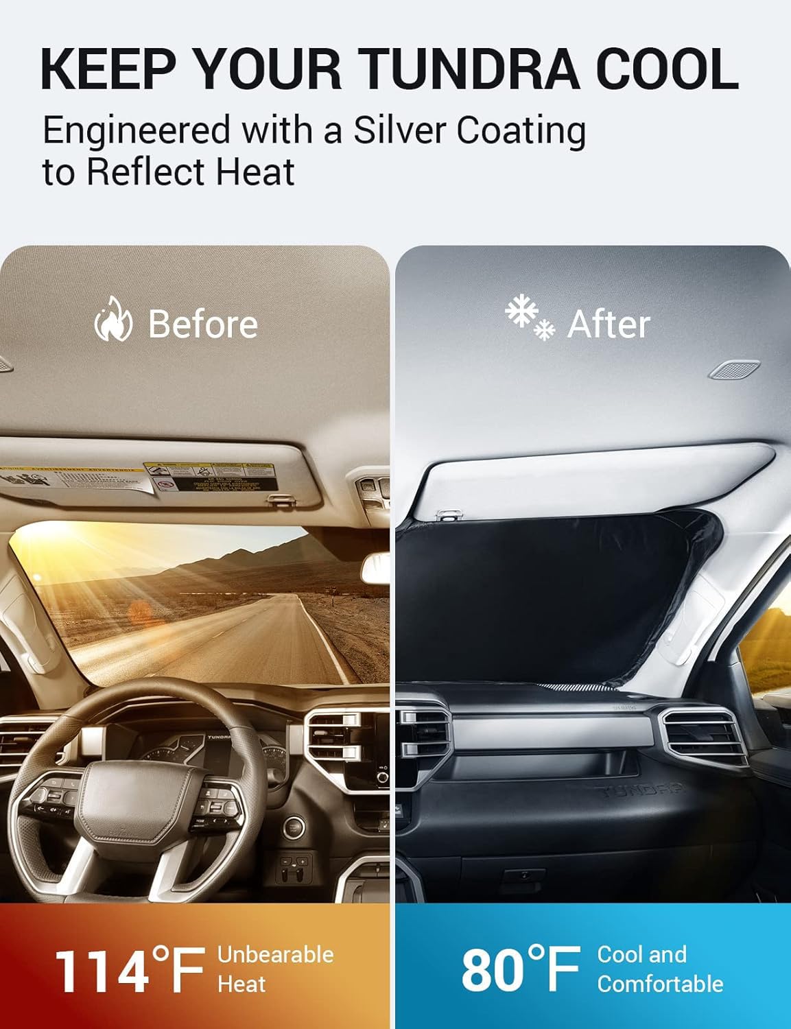 Proadsy 2025 Upgrade Windshield Sun Shade Custom Fit Toyota Sequoia 2023-2025/ Toyota Tundra 2022-2025 Limited SR5 Platinum TRD