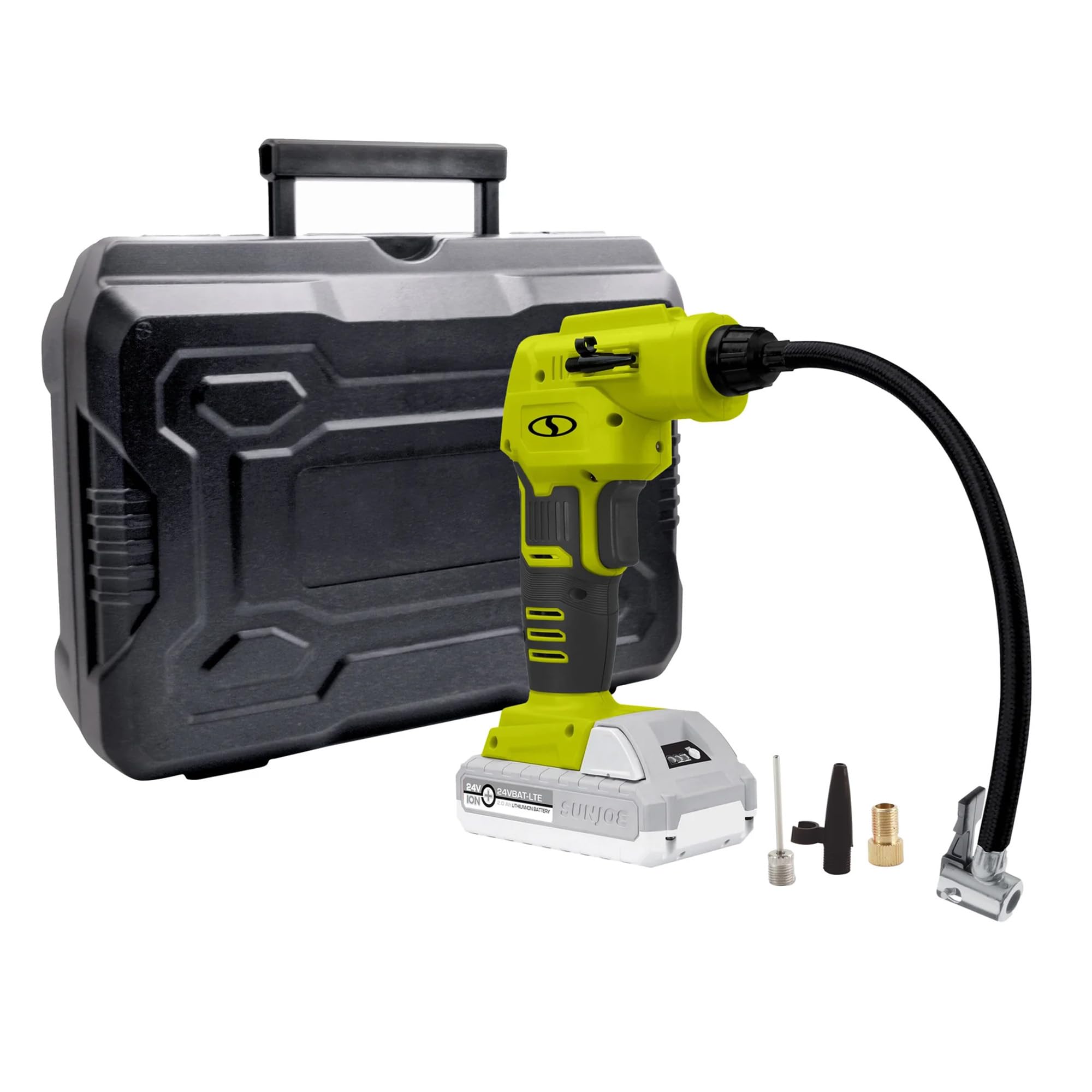 Sun Joe Auto Joe 24V-Ajc-Lte 24-Volt Ionmax Cordless Portable Air Compressor Kit W/ 2.0-Ah Battery, Charger, Storage Bag, And No