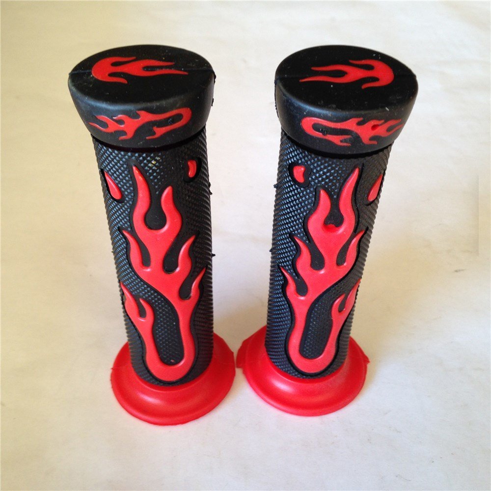Xkmt- Flame Gel Style H Grips Red Atv Quad Compatible With Kawasaki Polaris Seadoo Bombardier Jet Ski Atv Foreman Recon Rincon B