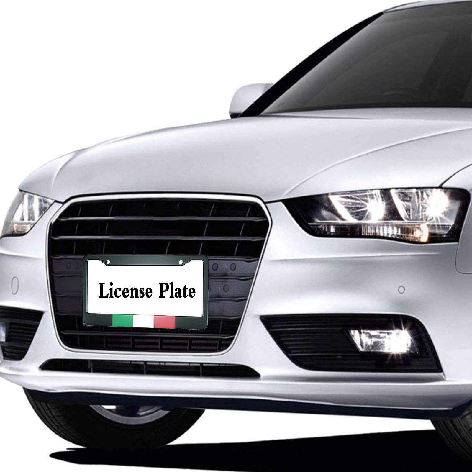 HOSNYE Italian Flag Background License Plate Frame Metal License Plate Cover Front Plates Frames Car Tag Frame for Women Men US