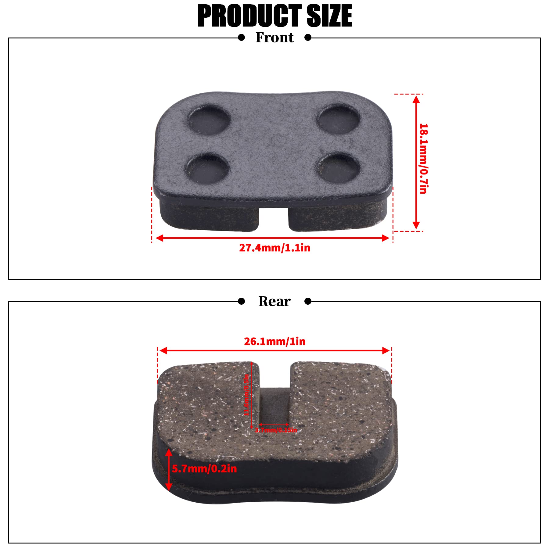 MWMNU REAR BRAKE PADS, Brake Pads Compatible with Motovox MBX10 MBX11 MBX-10 79cc Moto MM-BB80 Baja Racer Dirt Bug Motorsports D