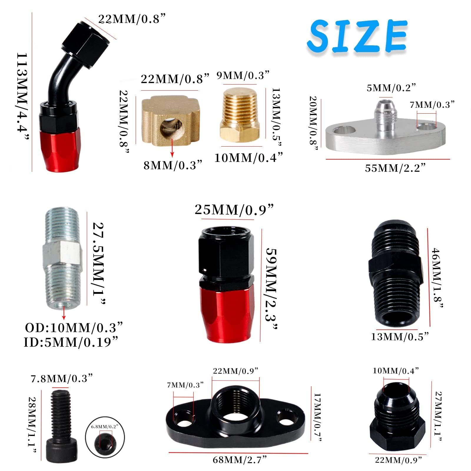 YESHMA Turbocharger Oil Feed and Drain Return Line Kit for T3 T4 GT35 T70 T66 T61 T60 T04E T04 GT32 GT40 GT42 GT4088R GT4049R GT