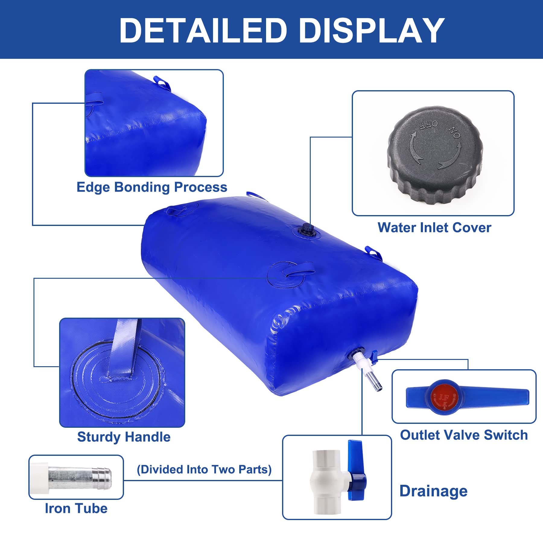 Ghosoone 1400 L/370 Gal Water Bladder Tank, Foldable Portable Water Storage Container, Emergency Water Bag For Rv, Truck Bed, Fi